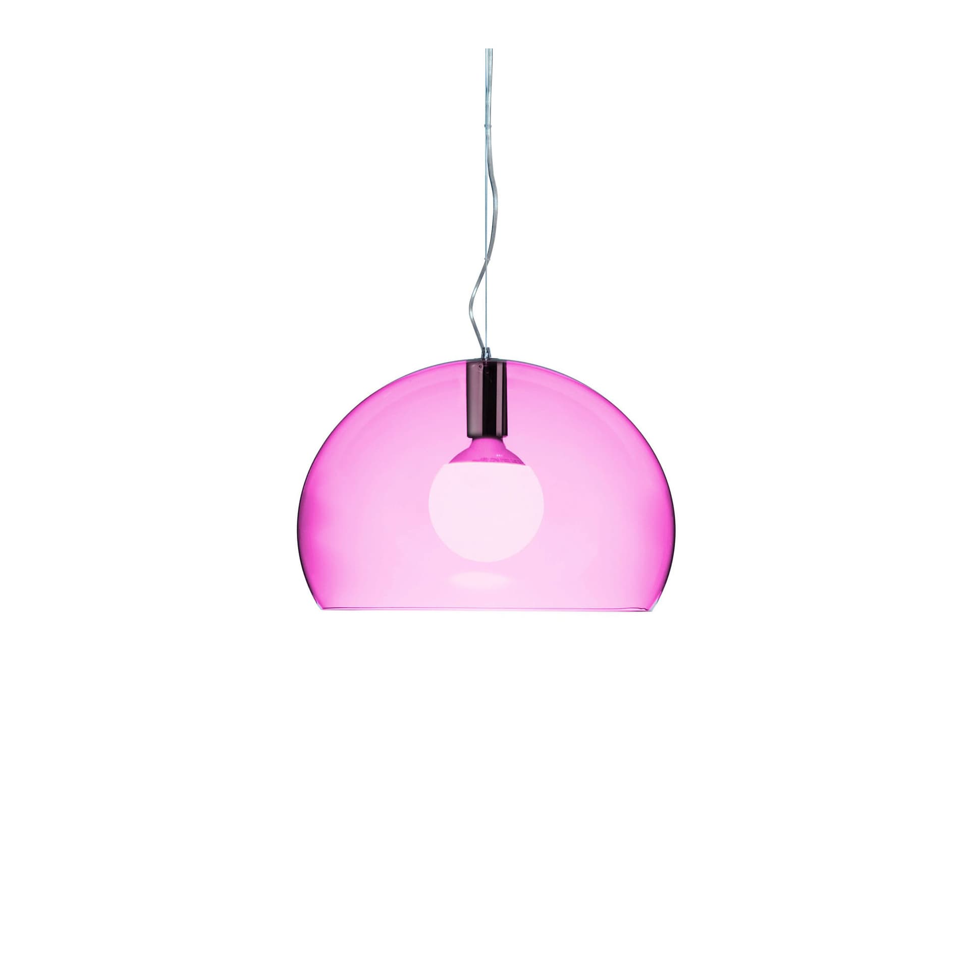 Kartell - Small FL/Y Suspension 9053, Transparent Pink, Incl. LED 15W E27 - Pendellamper - Ferruccio Laviani - Rosa