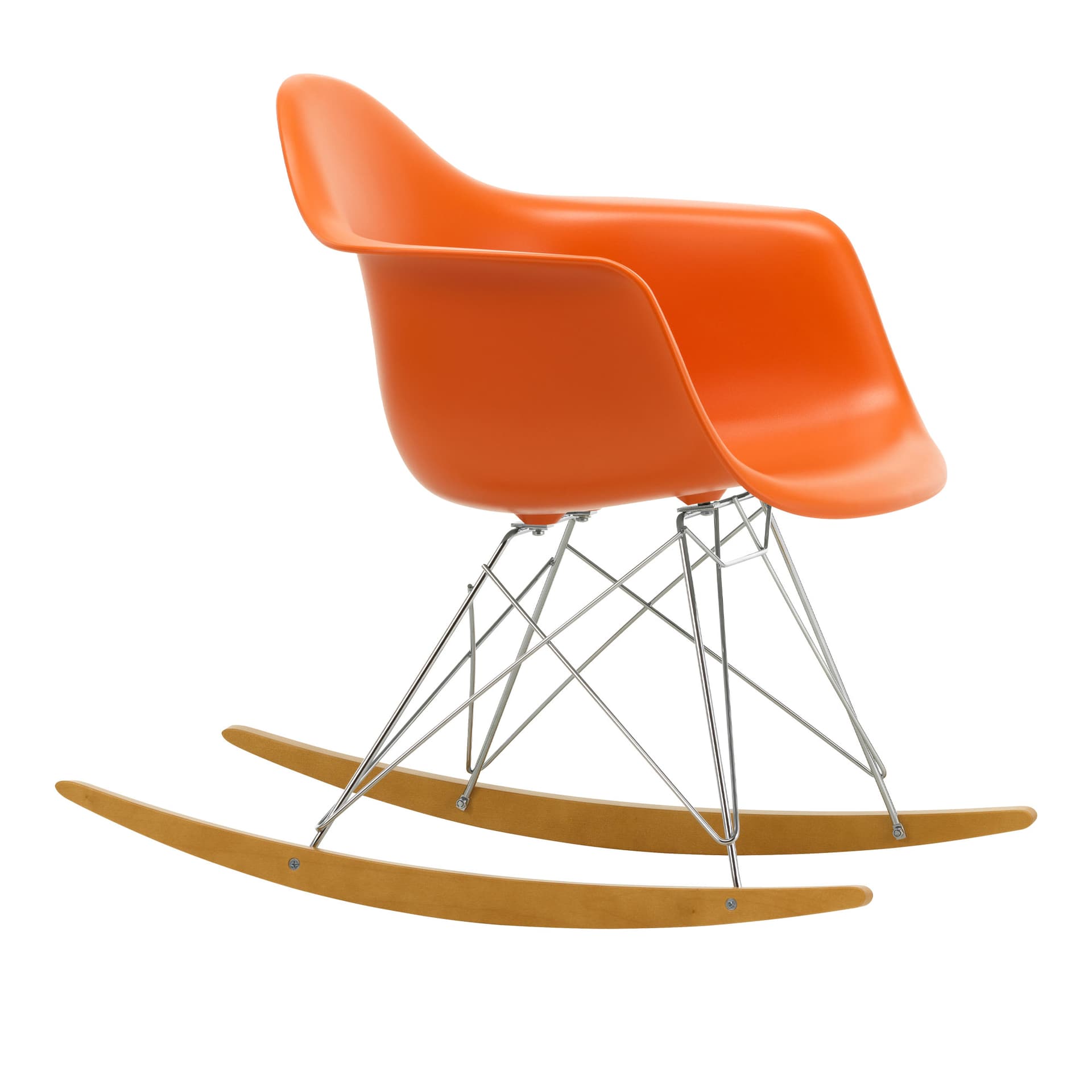 Vitra - Eames Plastic Armchair RAR - 43 Rusty Orange - Chrome Base - Golden Maple - Lenestoler - Charles & Ray Eames - Oransje - Metall/Tre/Plast