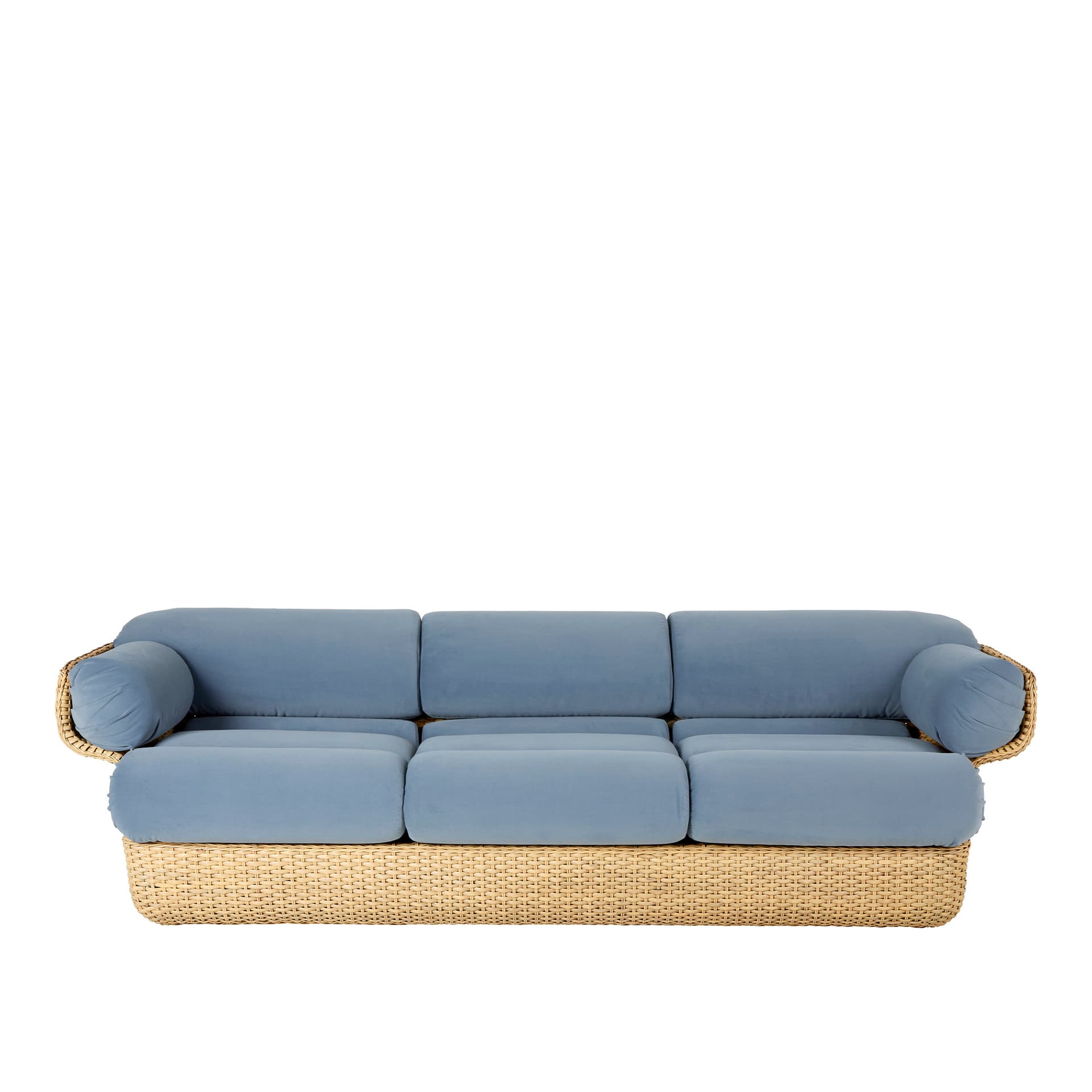 Gubi - Basket Sofa - Fully Upholstered, 3-seater Rattan Sunday 002, Dedar - Sofaer - Joe Colombo - Blå