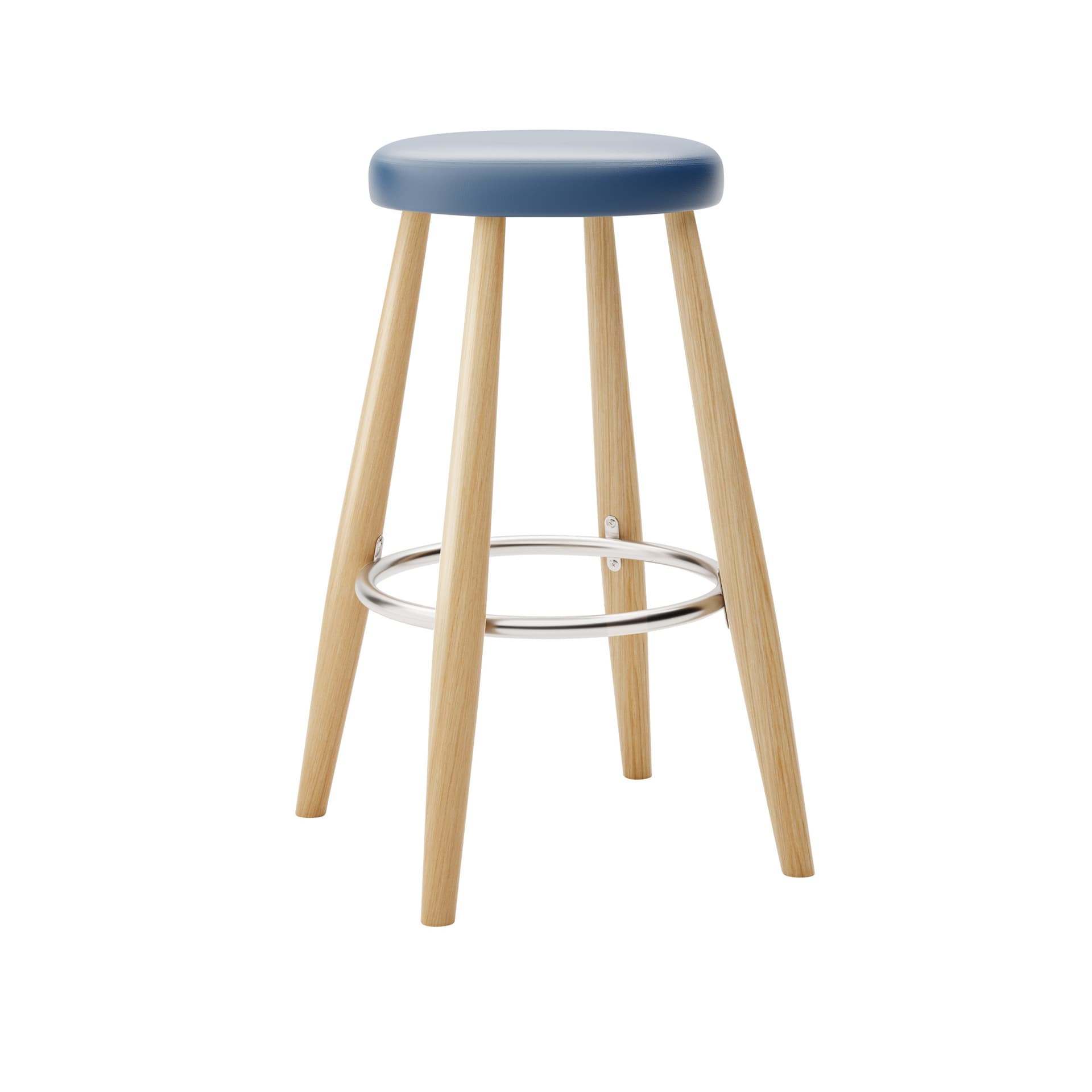 Carl Hansen - CH58 Low Stool, Klarlackad Ek, Lädergrupp A Loke - 7310 - Barstoler & barkrakker - Hans J. Wegner - Tre farget - Lær/Metall/Tre