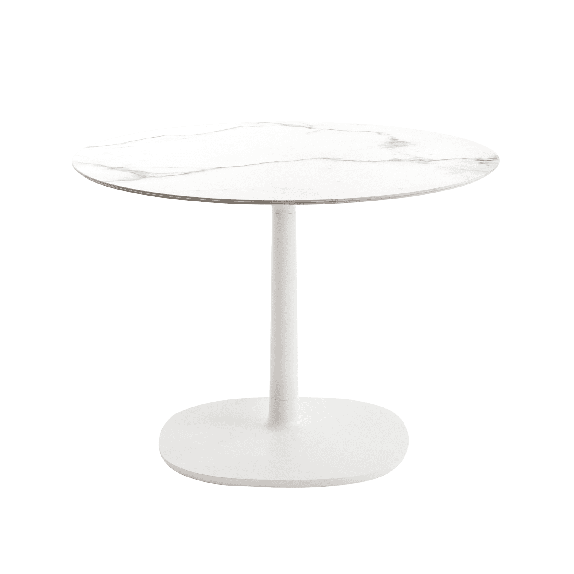 Kartell - Multiplo 4181 rundt bord Ø118 med stor kvadratisk base hvit marmor - Spisebord - Antonio Citterio - Hvit - Naturlig materiale/Metall