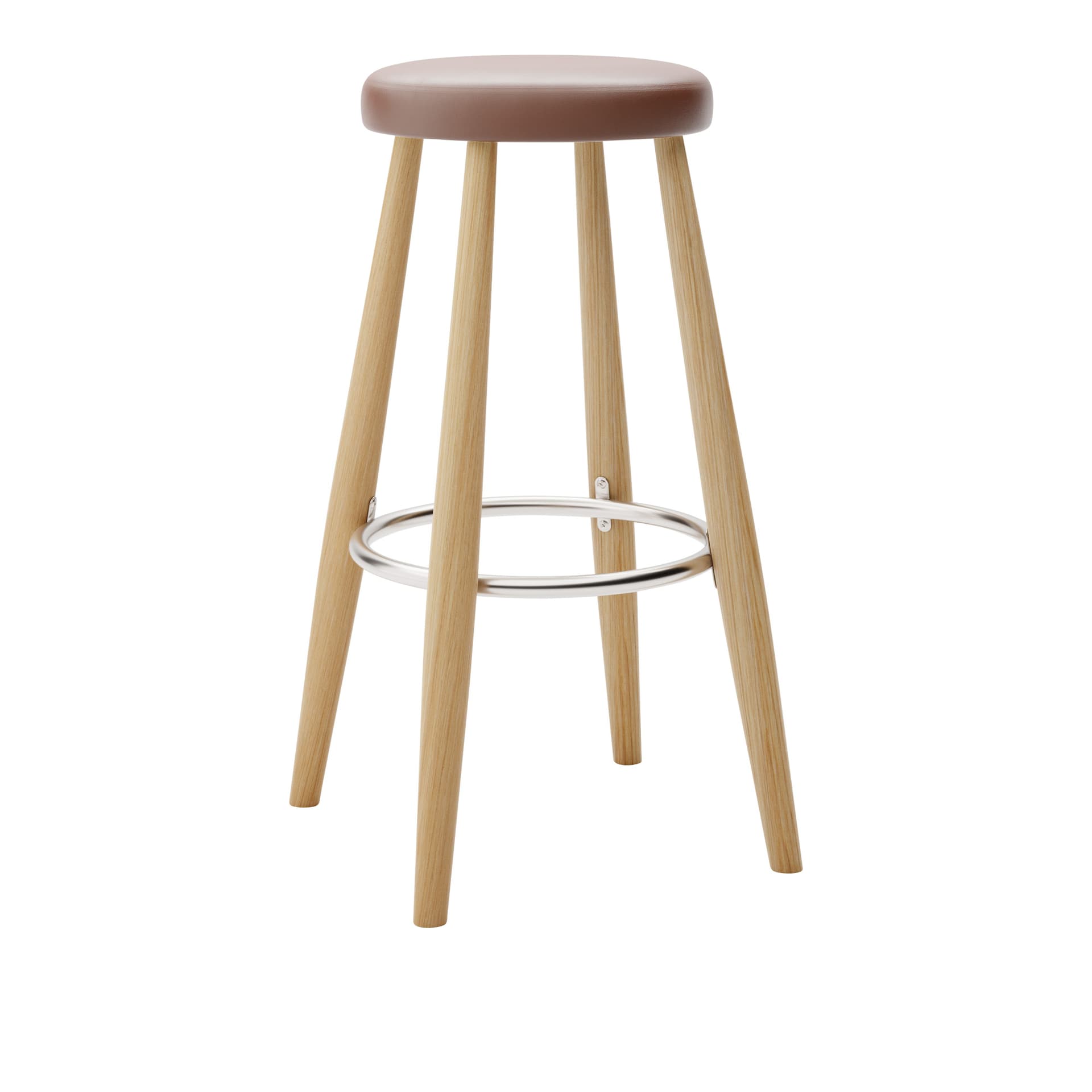 Carl Hansen - CH56 High Stool, Oljad Ek, Lädergrupp C Sif - 92 - Barstoler & barkrakker - Hans J. Wegner - Tre farget - Lær/Metall/Tre