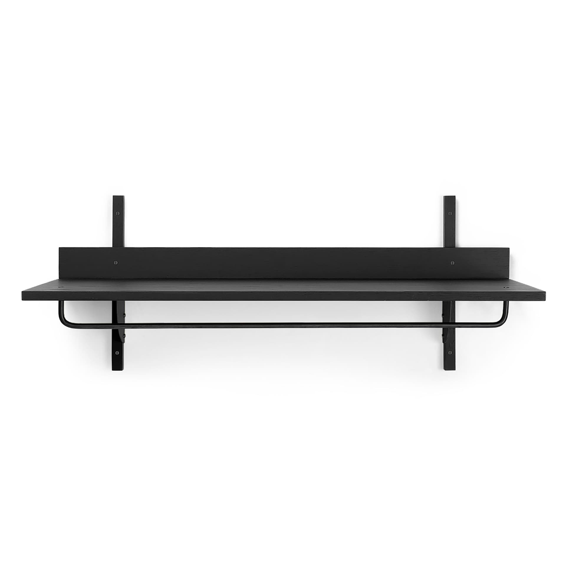 Ferm Living Sector hylle med stang 37 x 87 cm Black ash-black brass