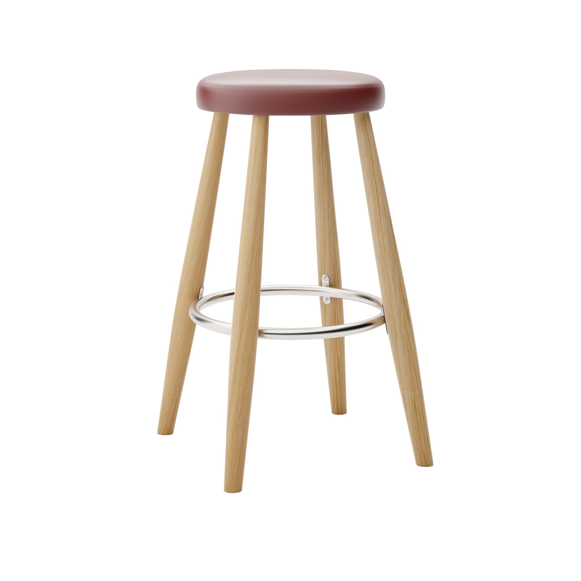 Carl Hansen - CH58 Low Stool, Oljad Ek, Lädergrupp B Thor - 332 - Barstoler & barkrakker - Hans J. Wegner - Tre farget - Lær/Metall/Tre