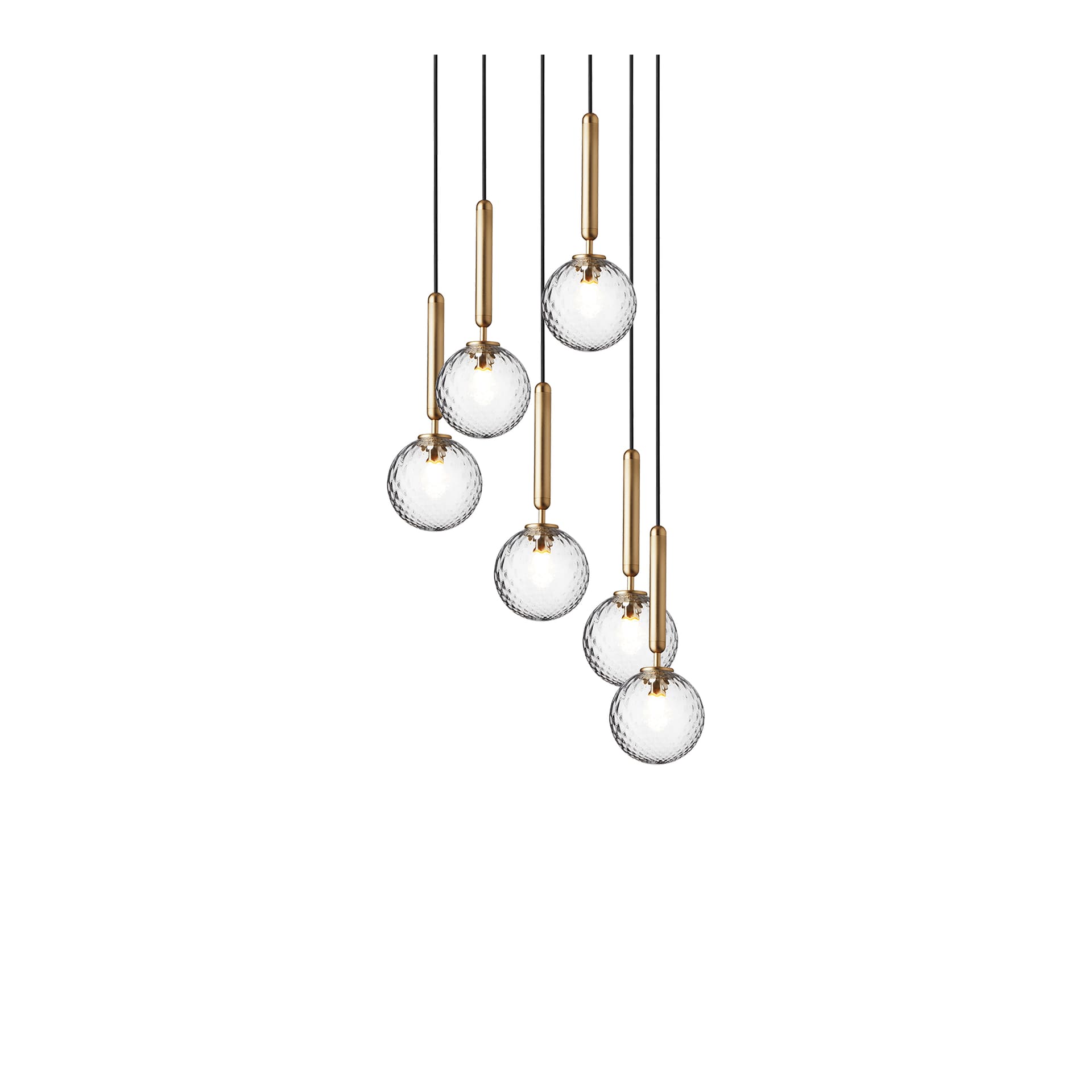 Nuura Aps - Miira 6 lysekrone, Ø 35 cm, messing/klar, 6 lyskilder Nuura