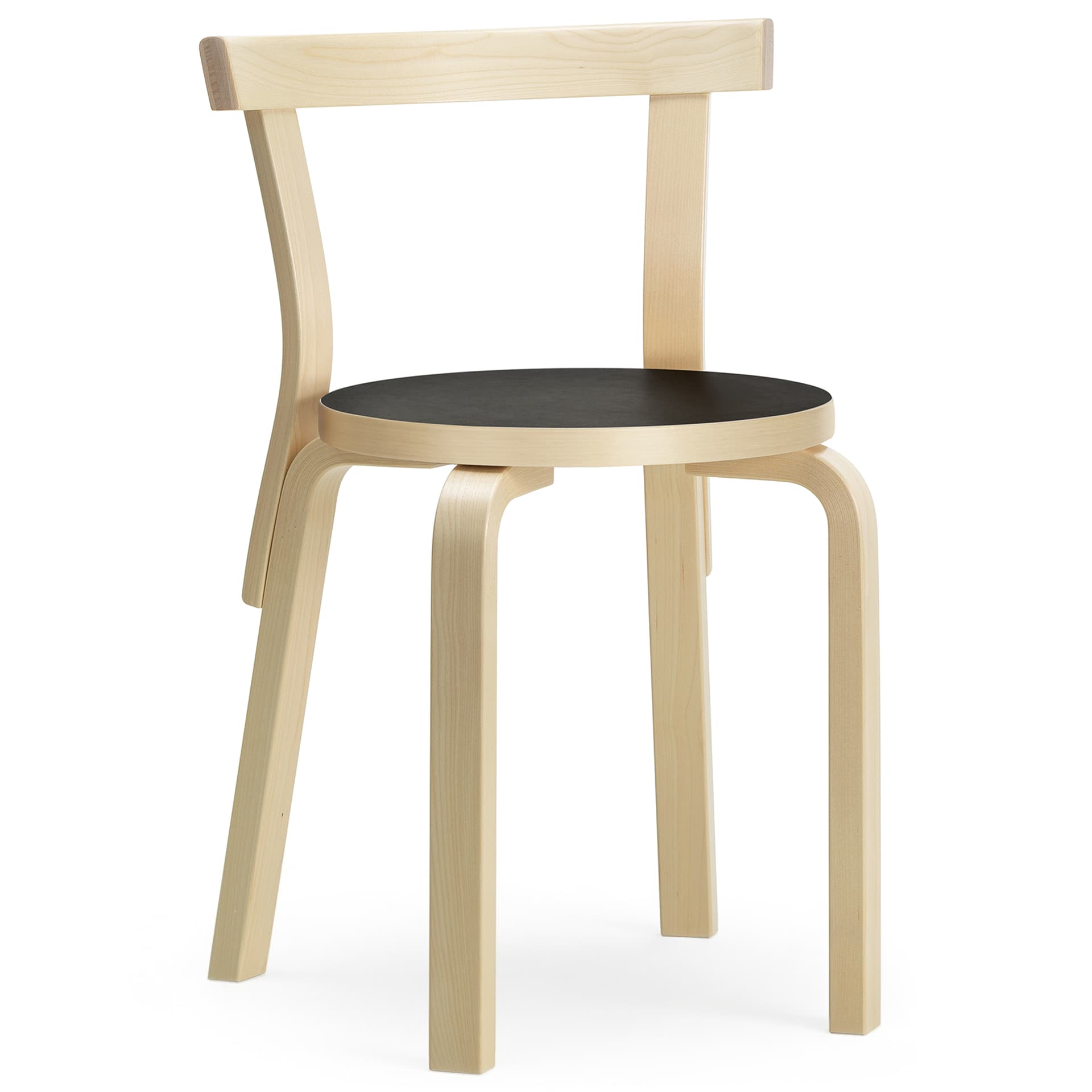 Artek - Stol 68, Svart linoleum - Spisestoler - Alvar Aalto - Svart - Tre