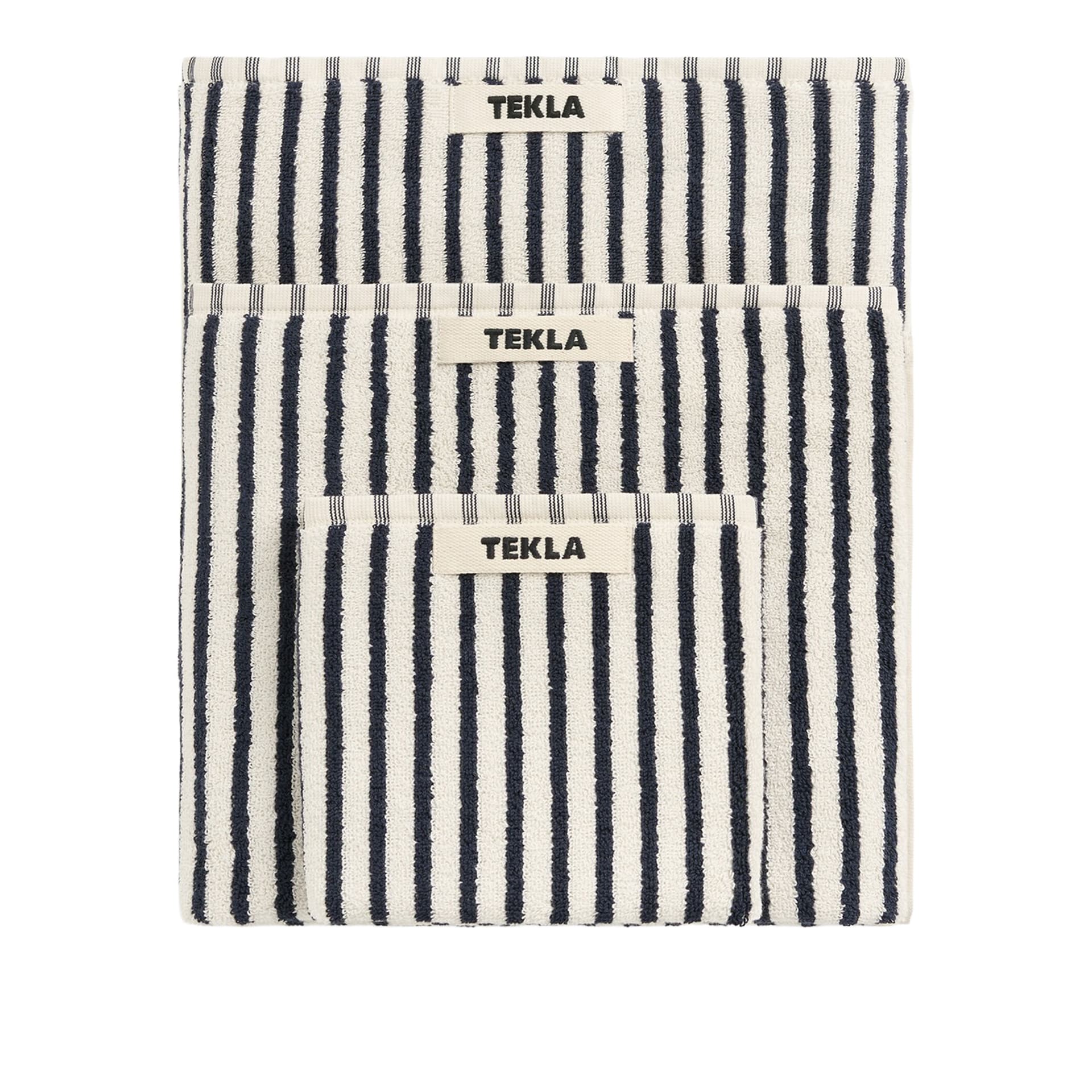 Tekla - Terry Towel, Sailor Stripes, 70X140 - Håndklær og badehåndklær - Svart - Bomull