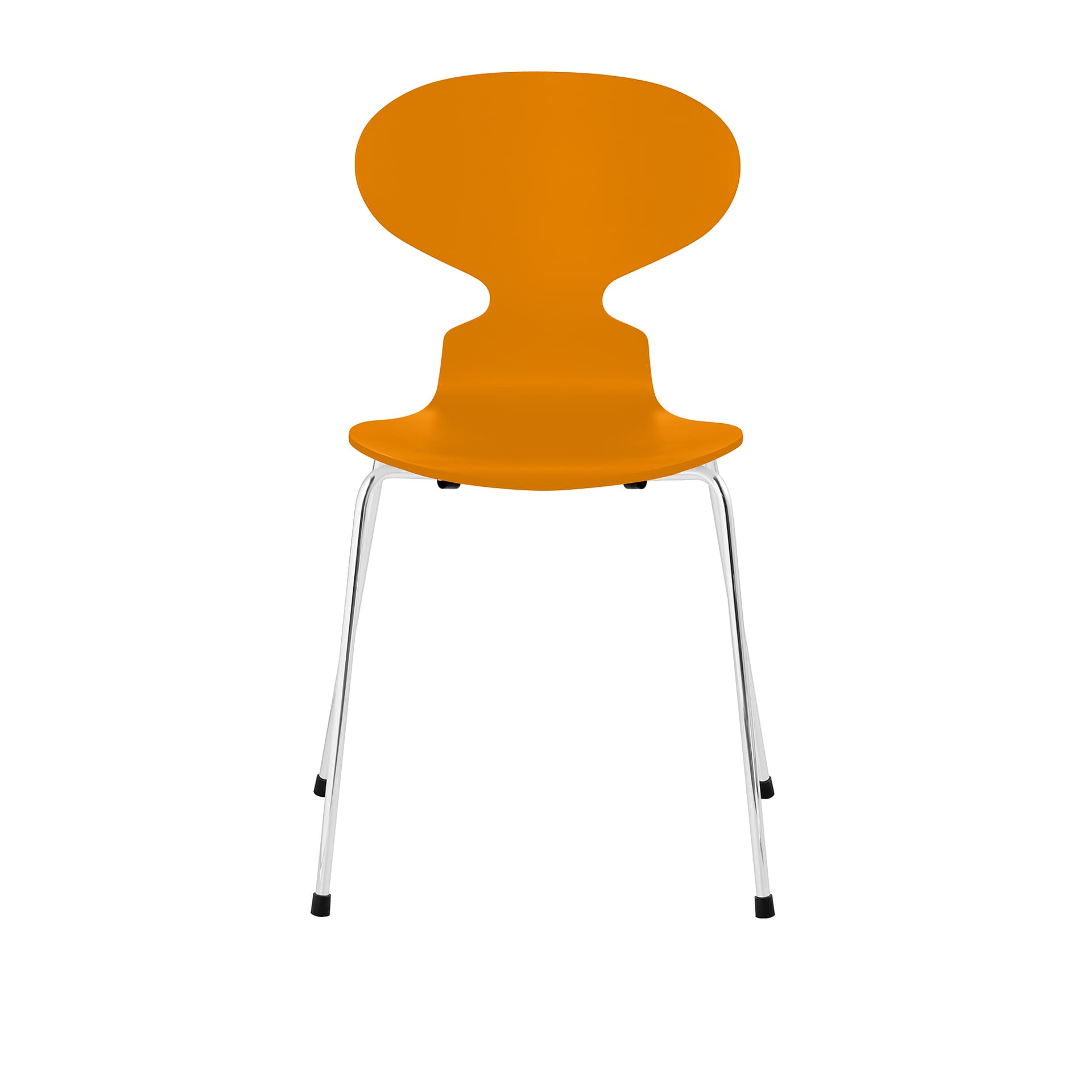 Fritz Hansen - Ant 3101 lakkert bøketrefinér stålstativ krom burnt yellow - Spisestoler - Arne Jacobsen - Gul - Metall/Tre