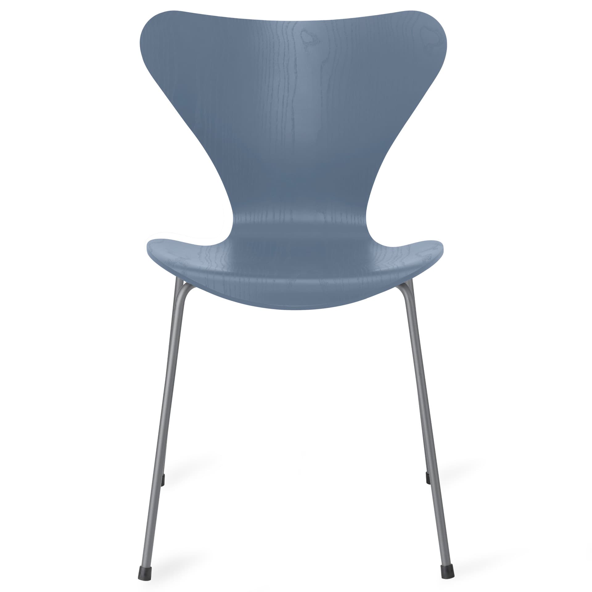 Fritz Hansen - Series 7 stol 3107 farget askfiner stålram sølvgrå dusk blue - Spisestoler - Arne Jacobsen - Blå - Metall/Tre