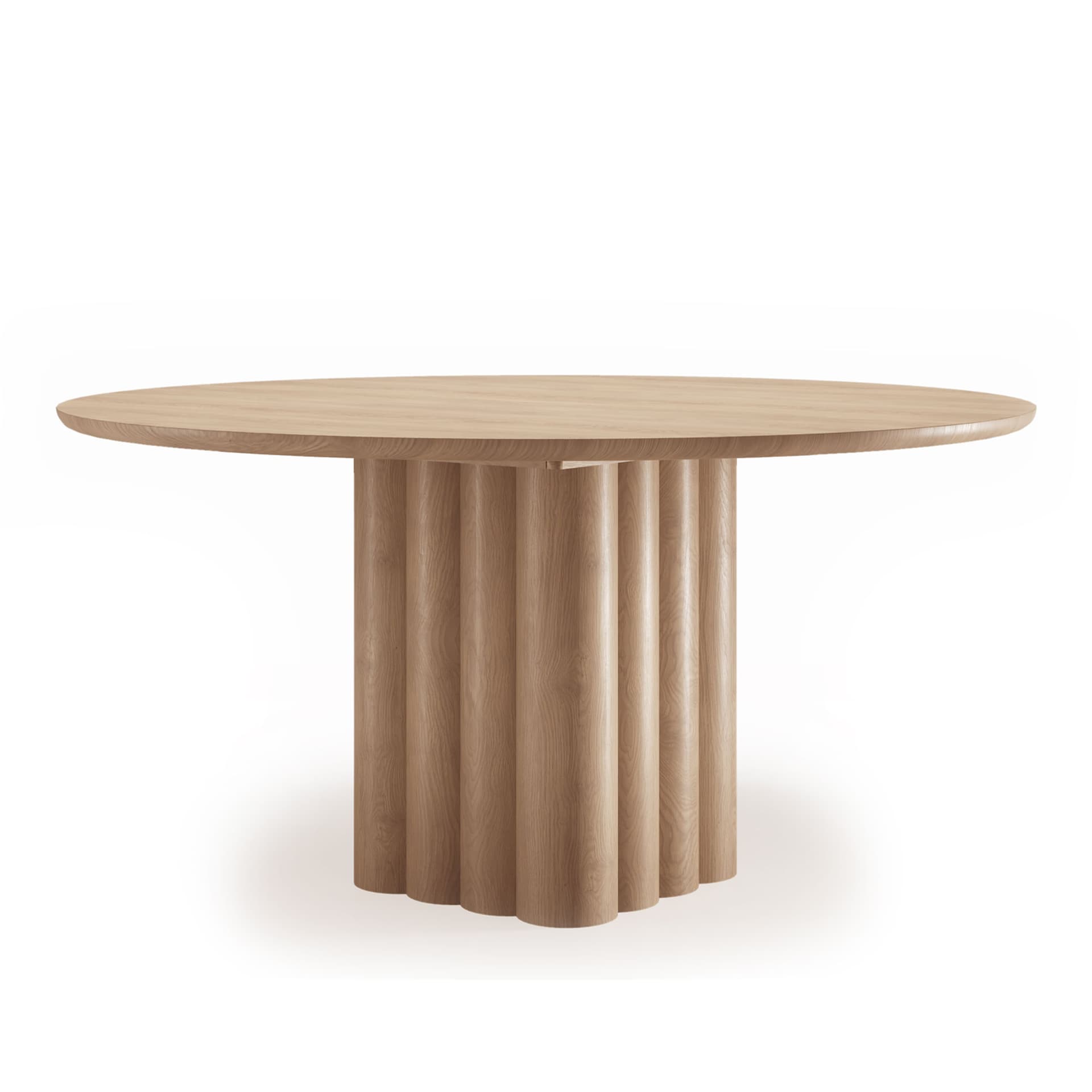Dk3 - Plush Table Round Ø140 x H72 cm  Max 2 extension leaves Oak - soap - Spisebord - Jacob Plejdrup - Beige - Tre