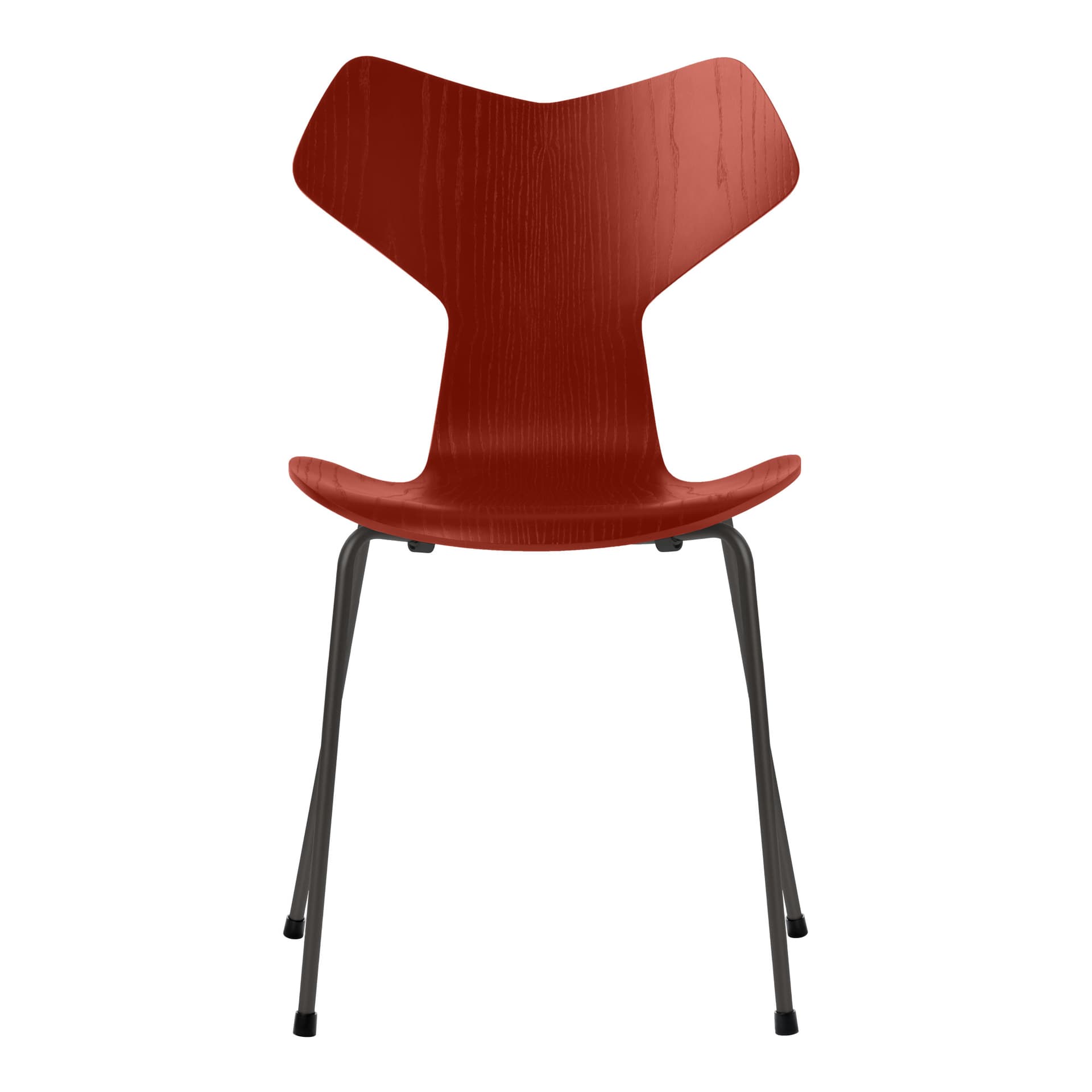 Fritz Hansen - Grand Prix 3130 Venetian Red Färgad Ask/Warm Graphite - Spisestoler - Arne Jacobsen - Rød - Metall/Tre
