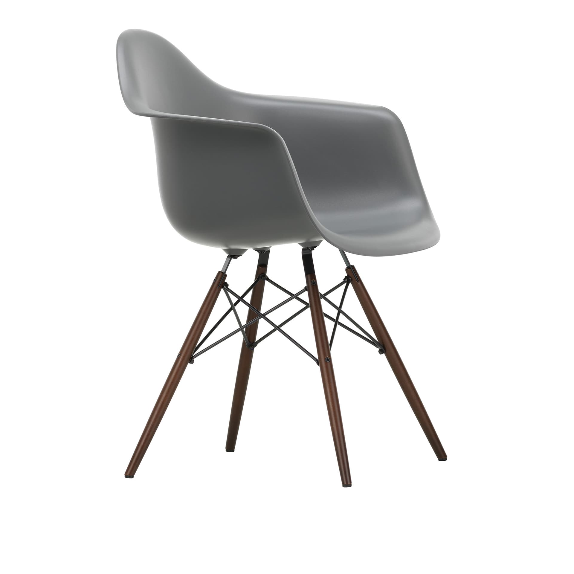 Vitra - Eames Plastic Armchair DAW - 56 Granite Grey - Dark Maple - Spisestoler - Charles & Ray Eames - Grå - Metall/Tre/Plast
