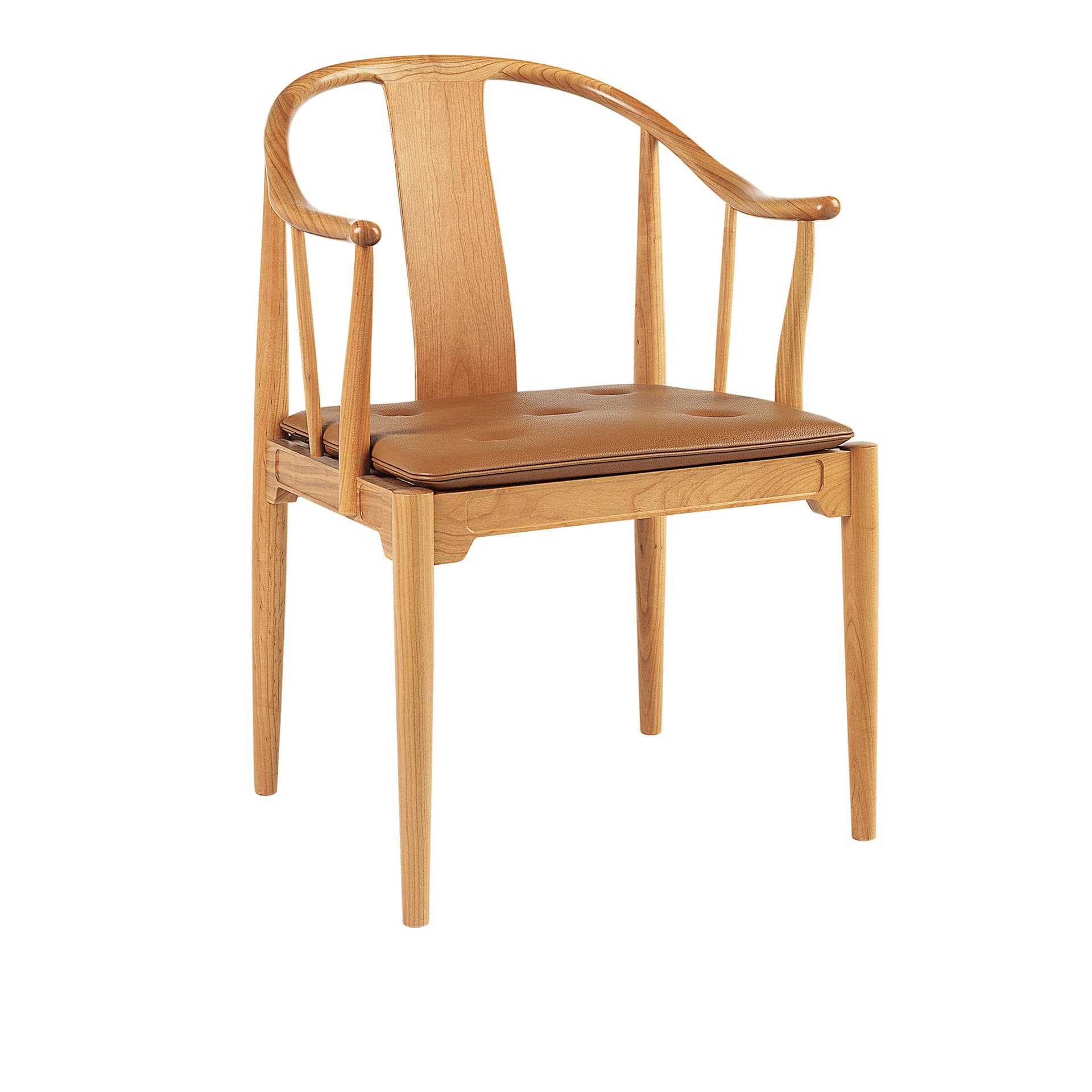 Fritz Hansen - 4283 Kinastolen, Läder, Classic Walnut, Naturlig körsbär - Spisestoler - Hans J. Wegner - Brun - Lær/Tre