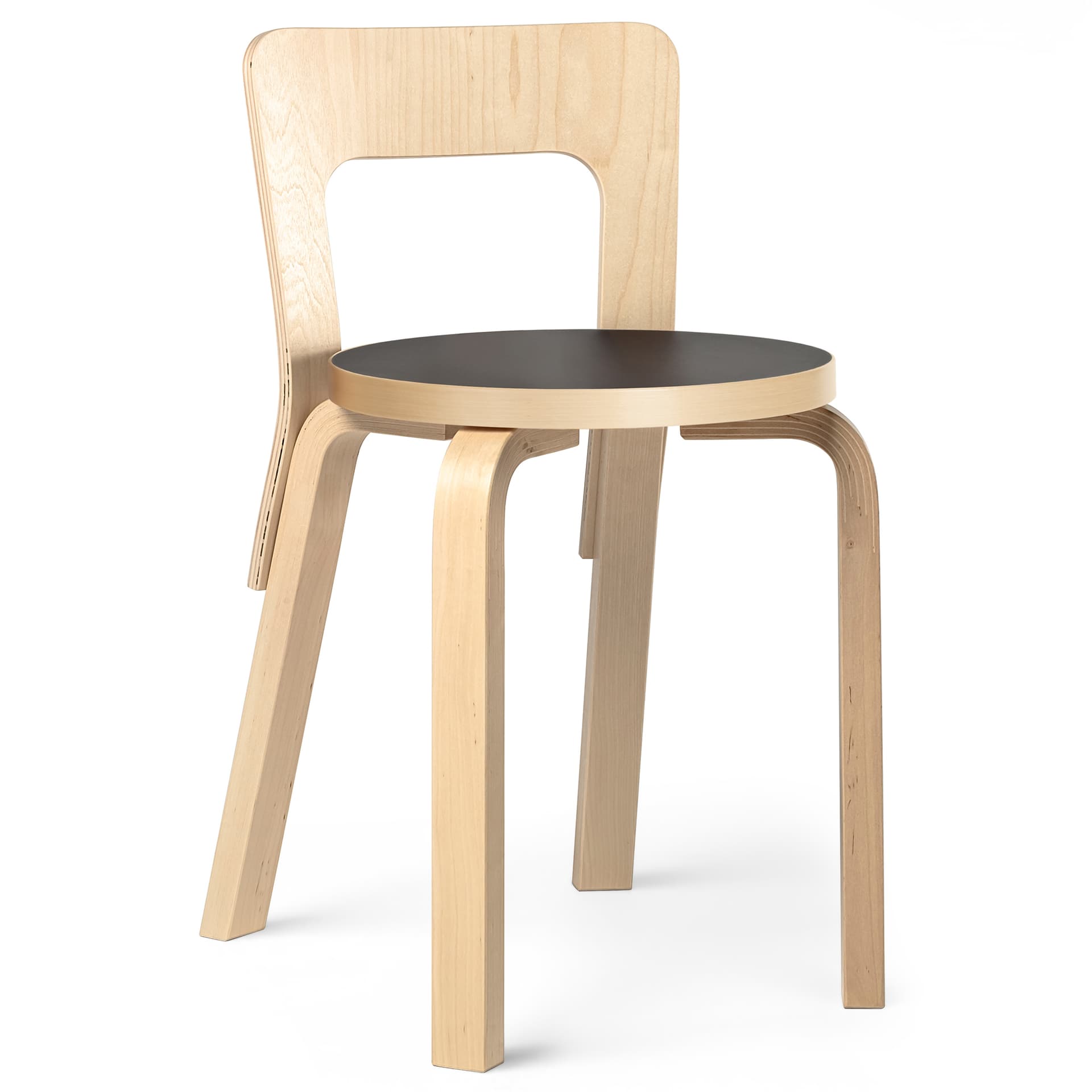 Artek - Stol 65, Svart linoleum - Spisestoler - Alvar Aalto - Svart - Tre