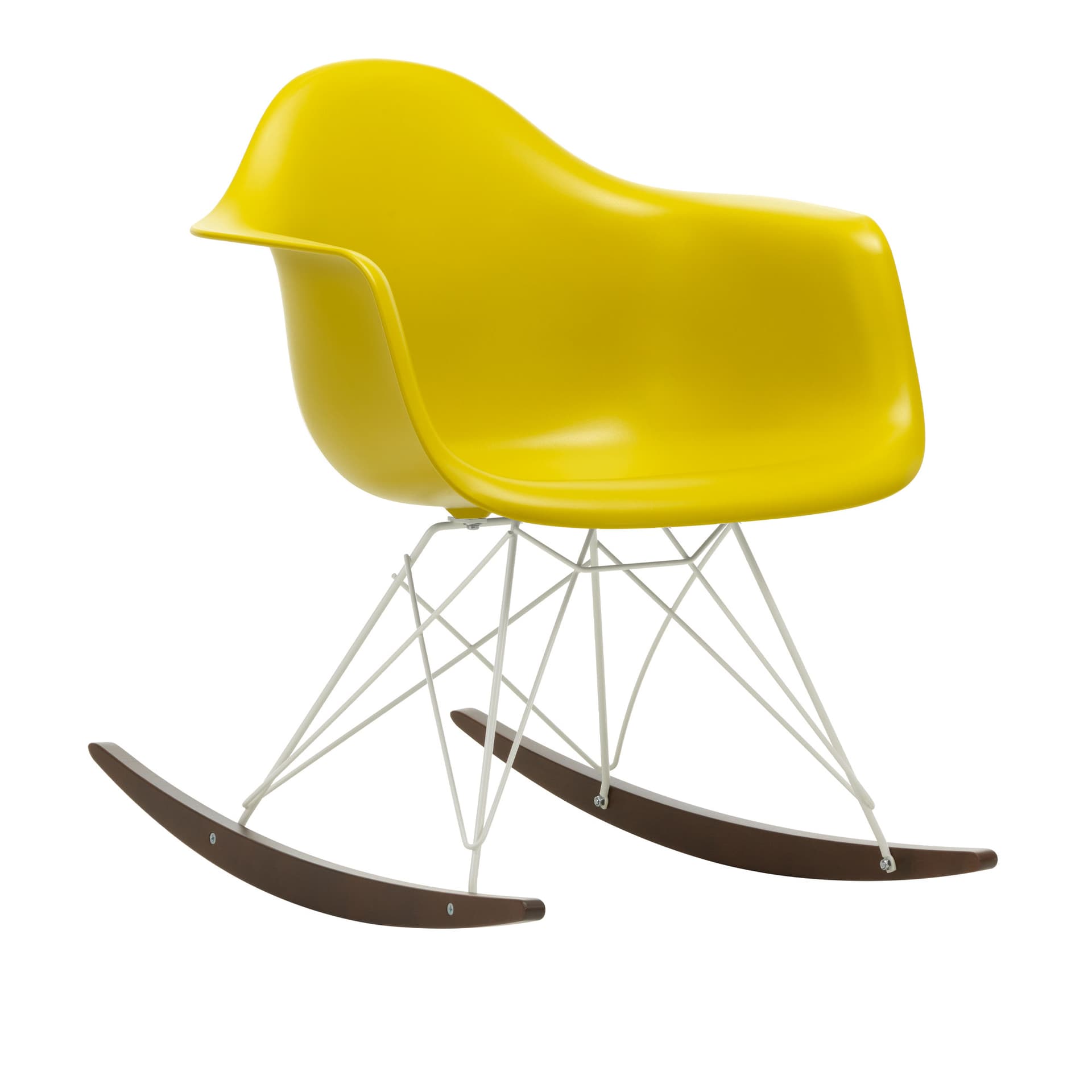 Vitra - Eames Plastic Armchair RAR - 34 Mustard - White Base - Dark Maple - Lenestoler - Charles & Ray Eames - Gul - Metall/Tre/Plast