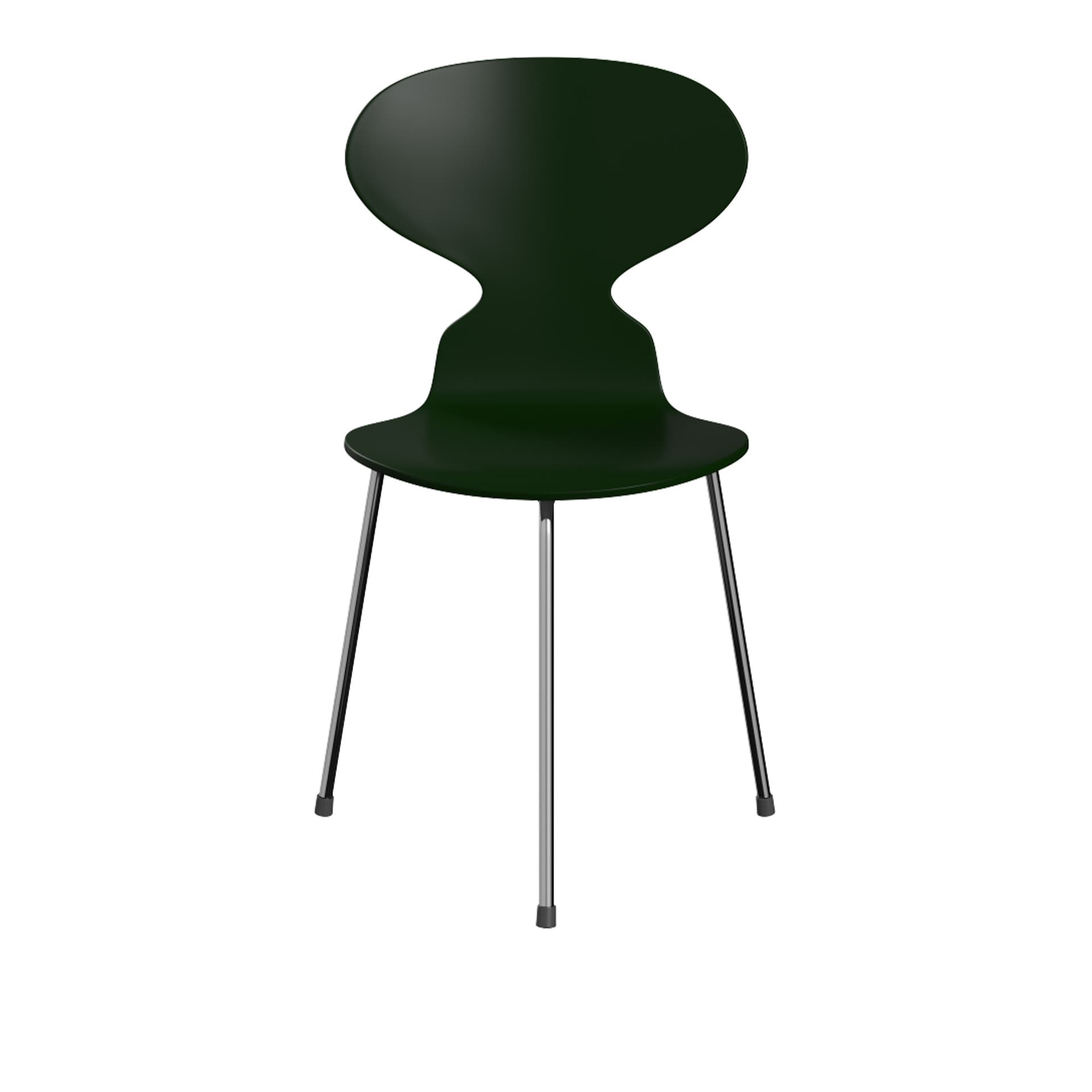 Fritz Hansen - Ant 3100 lakkert bøketrefinér stålstativ krom evergreen - Spisestoler - Arne Jacobsen - Grønn - Metall/Tre