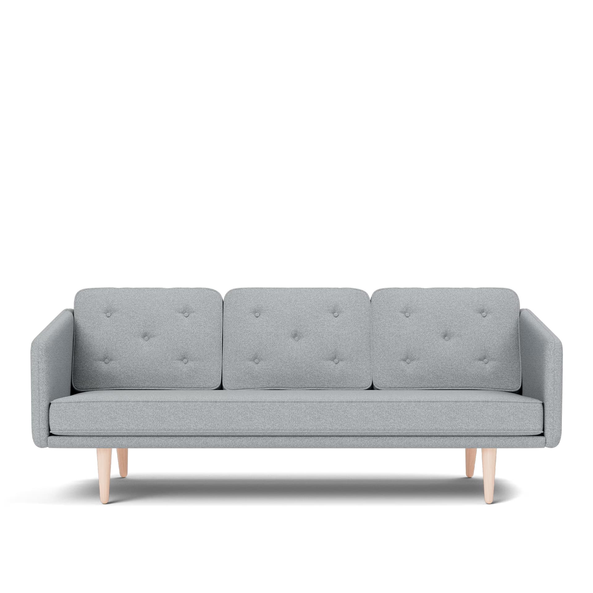 Fredericia Furniture - No. 1 Sofa - 3 seater - 206 cm - Hallingdal 130 - Oak soap treated - Sofaer - Børge Mogensen - Grå - Tekstilmateriale