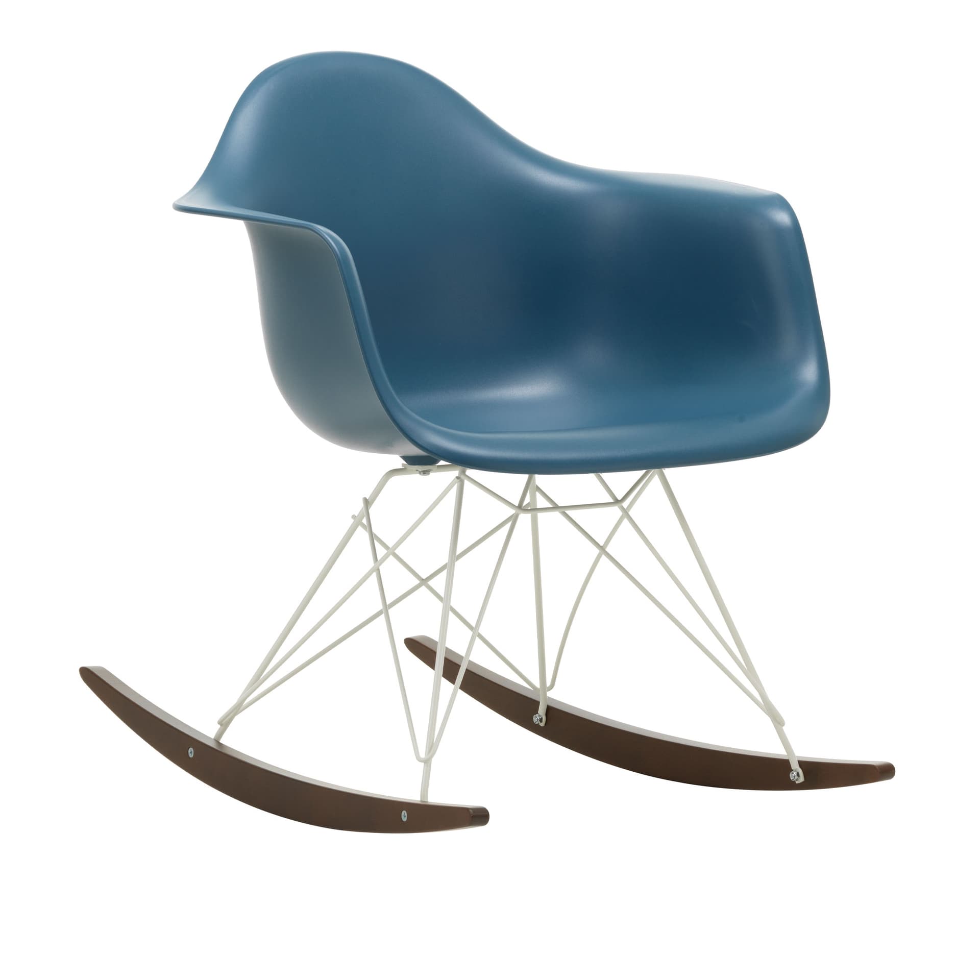 Vitra - Eames Plastic Armchair RAR - 83 Sea Blue - White Base - Dark Maple - Lenestoler - Charles & Ray Eames - Blå - Metall/Tre/Plast