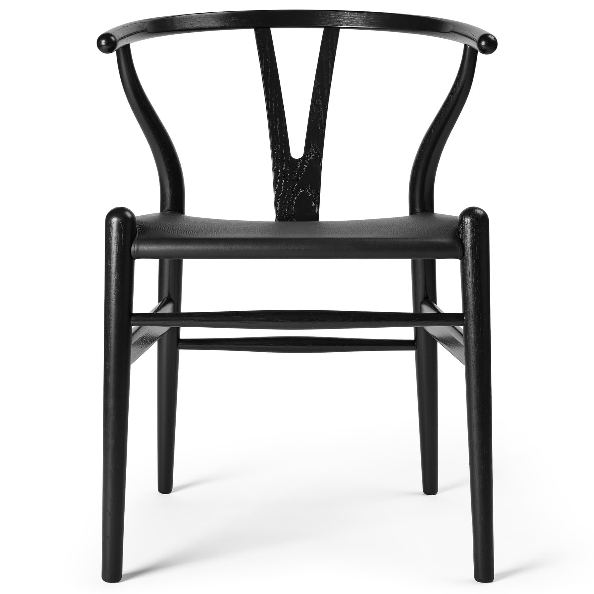 Carl Hansen - CH24P Wishbone Chair, Oak Black Gloss 20, Thor 301, Black - Spisestoler - Hans J. Wegner