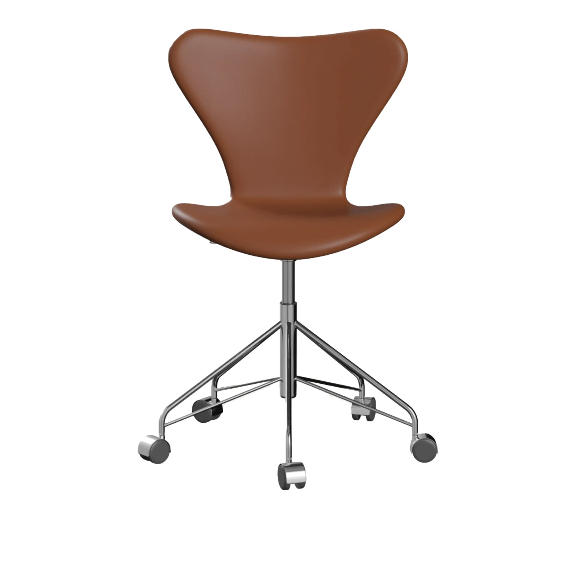 Fritz Hansen - 3117 Sjuan - Helklädd, Läder, Soft Cognac - Kontorstoler - Arne Jacobsen - Brun