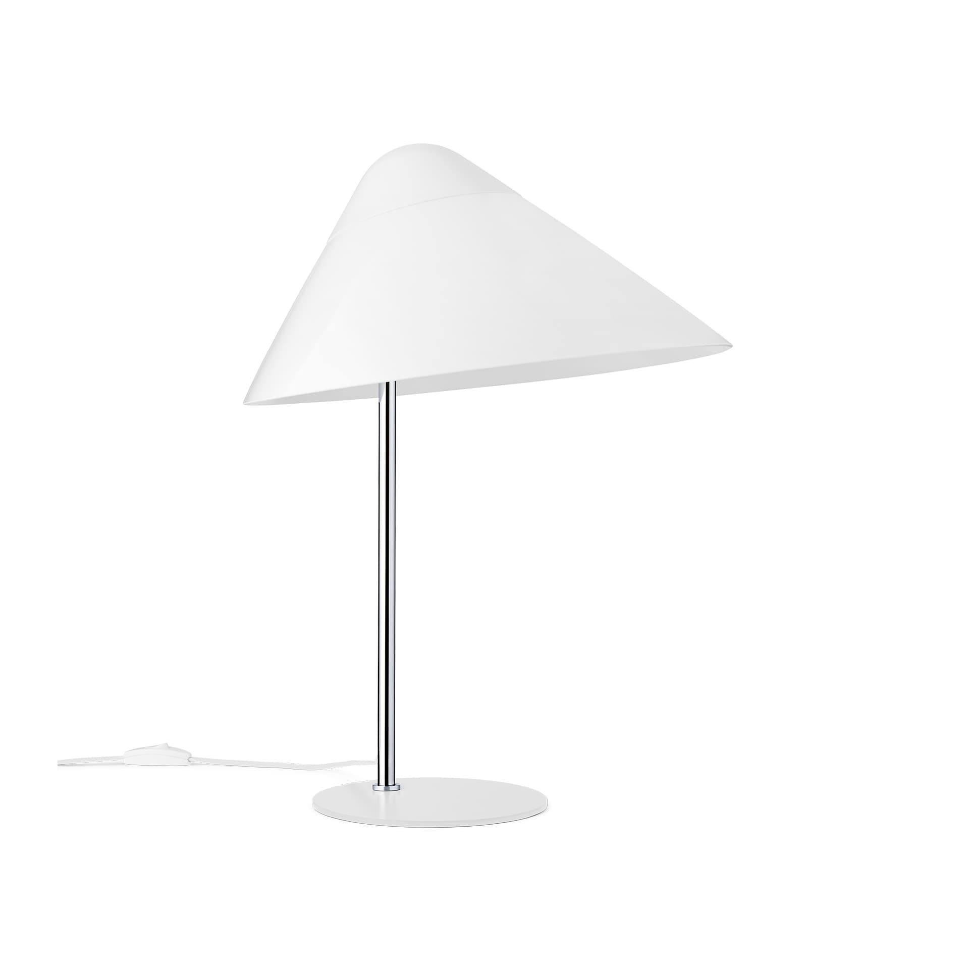 Carl Hansen - Opala Table Lamp Midi White Chrome E27-C - Bordlamper - Hans J. Wegner - Hvit - Metall/Plast