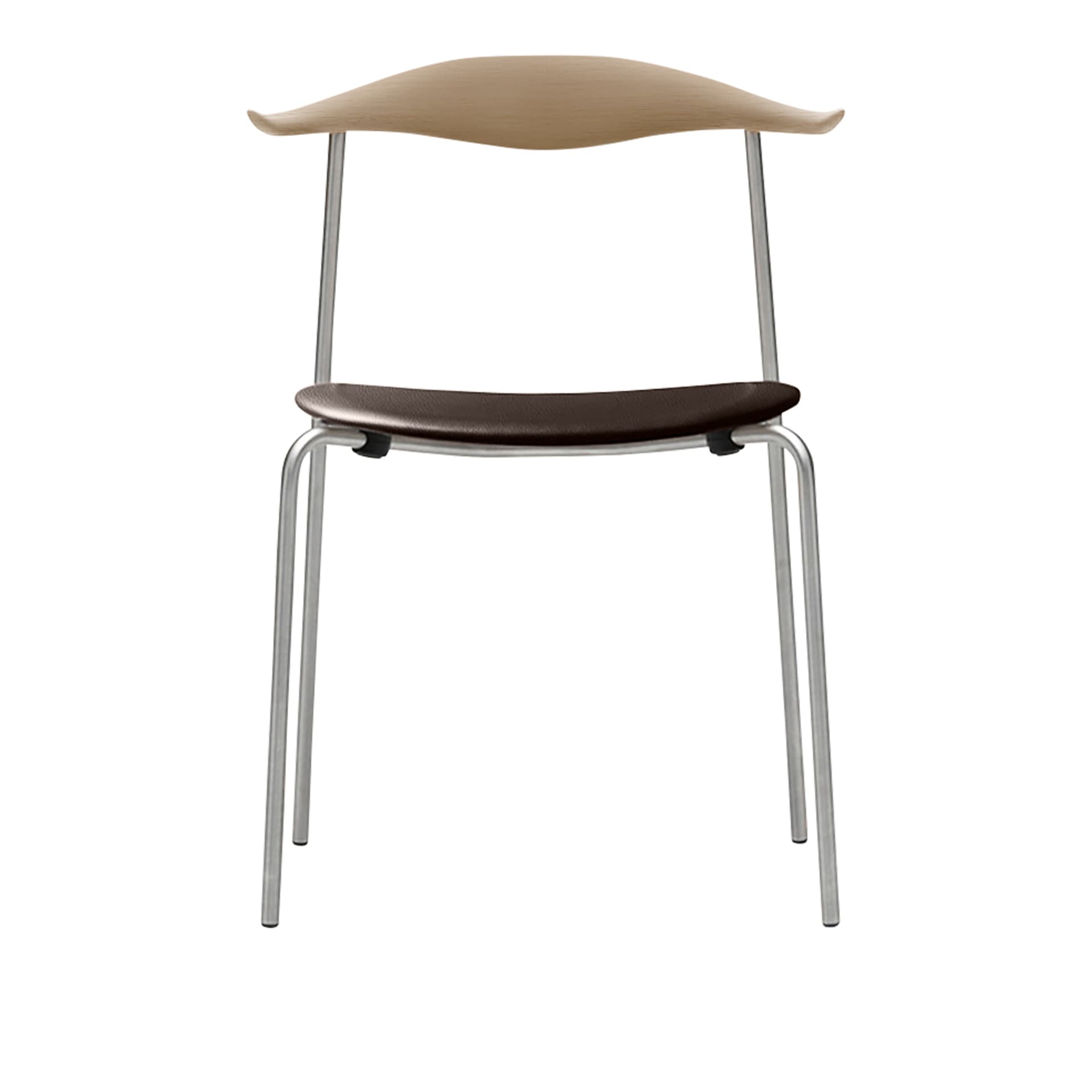 Carl Hansen - CH88P - Klädd sits, Tvålad Ek, Lädergrupp B Thor - 306, Ben i Rostfritt stål - Spisestoler - Hans J. Wegner - Brun - Metall/Tre