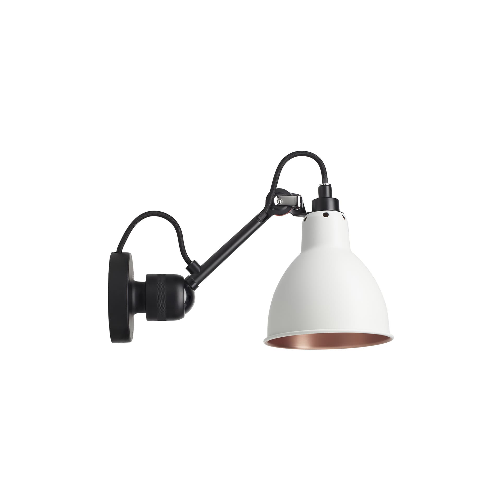 DCWéditions - Lampe Gras No304 - Round - Svart bas, Vit med kopparinsida - Sengelamper - Bernard-Albin Gras - Hvit - Metall