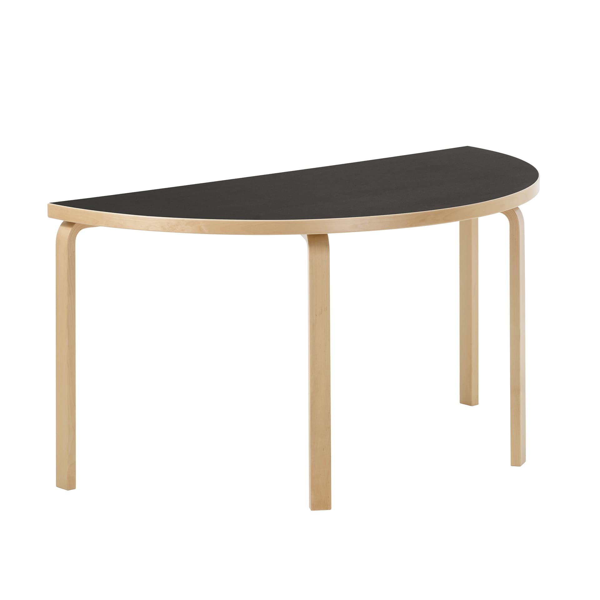 Artek - Aalto bord halvcirkel 96 svart linoleum - Spisebord - Alvar Aalto - Svart - Tre