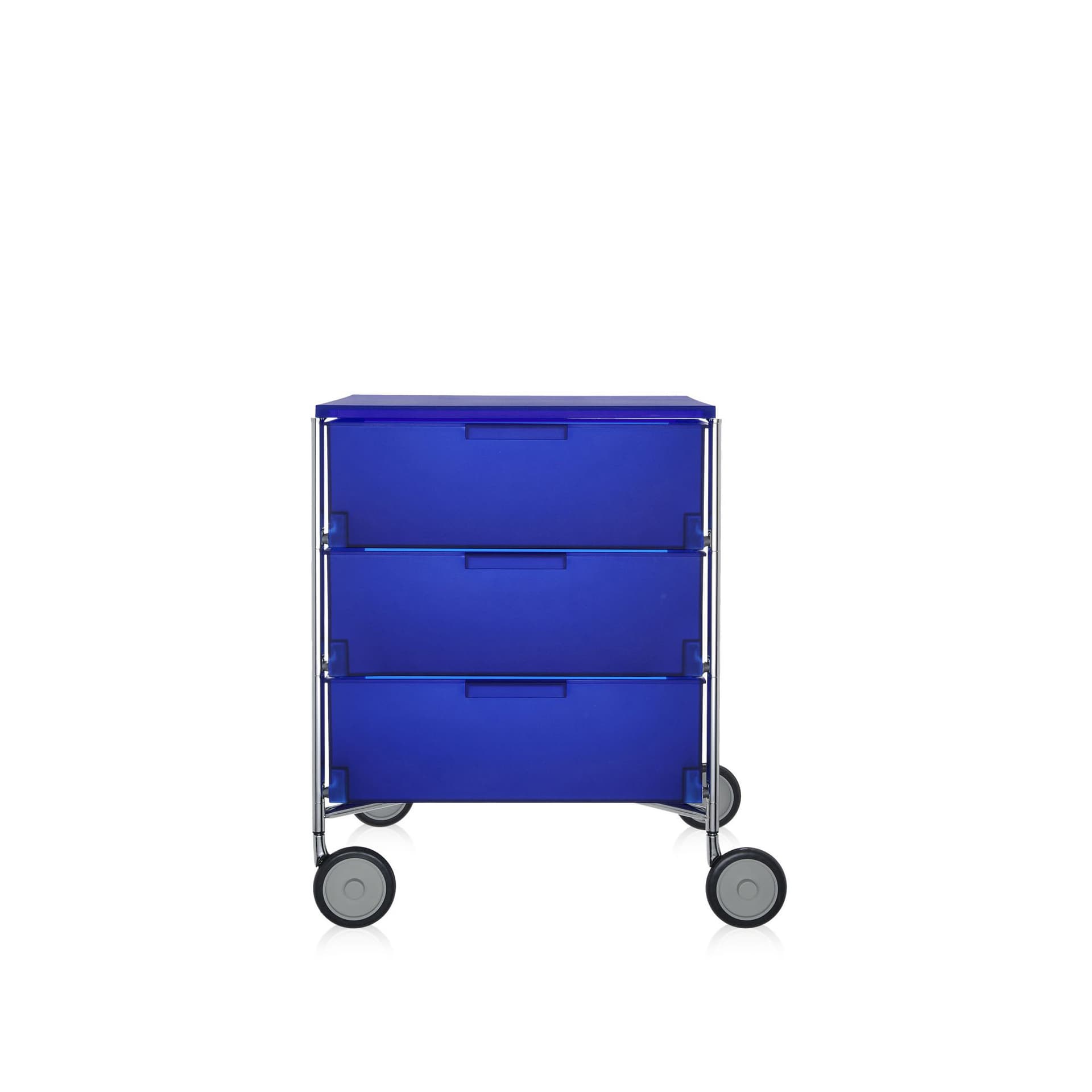 Kartell - Mobil 3 Drawers with Wheels Cobalt Blue - Skuffeseksjoner - Atonio Citterio,Oliver Löw - Blå - Metall/Plast