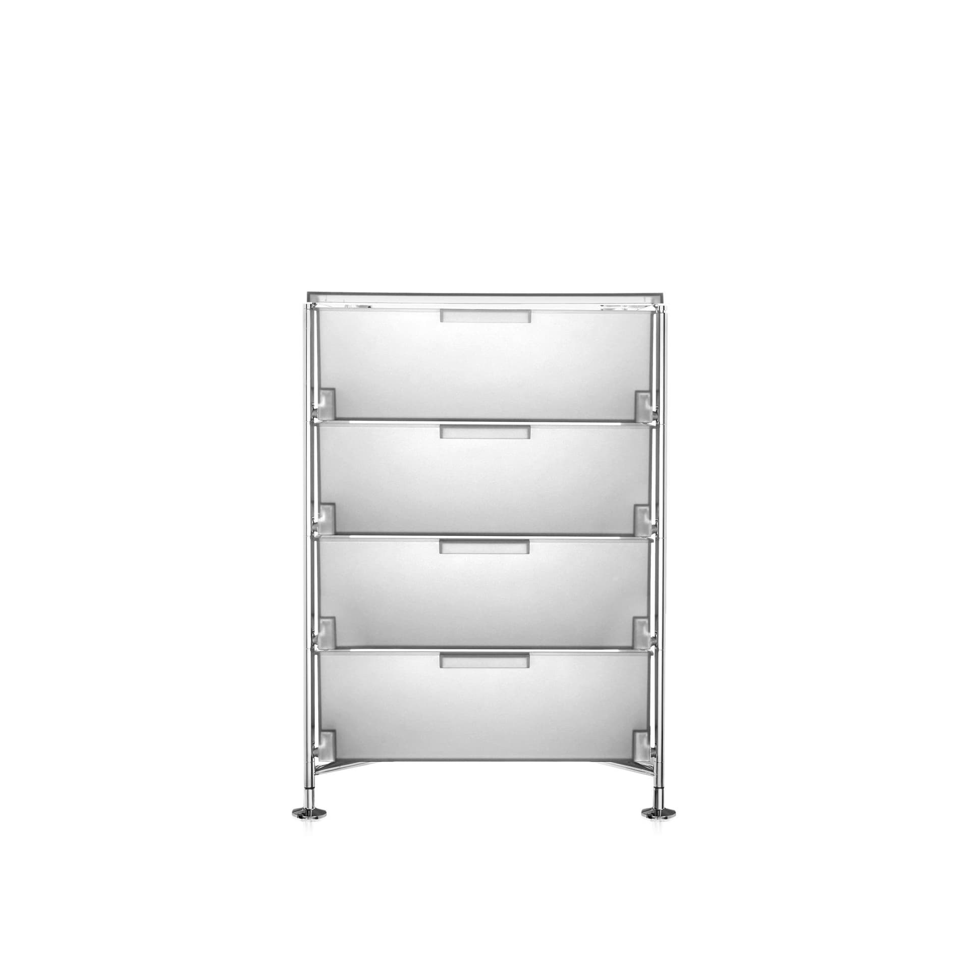 Kartell - Mobil System 2021, Ice, 3 Containers, 1 Shelf, Feet - Skuffeseksjoner - Antonio Citterio - Hvit - Metall/Plast
