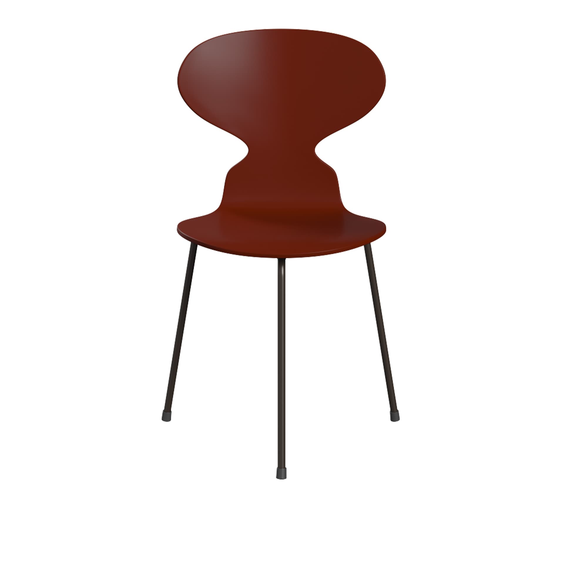 Fritz Hansen - Ant 3100 lakkert bøketrefinér stålstativ brun bronse venetian red - Spisestoler - Arne Jacobsen - Rød - Metall/Tre