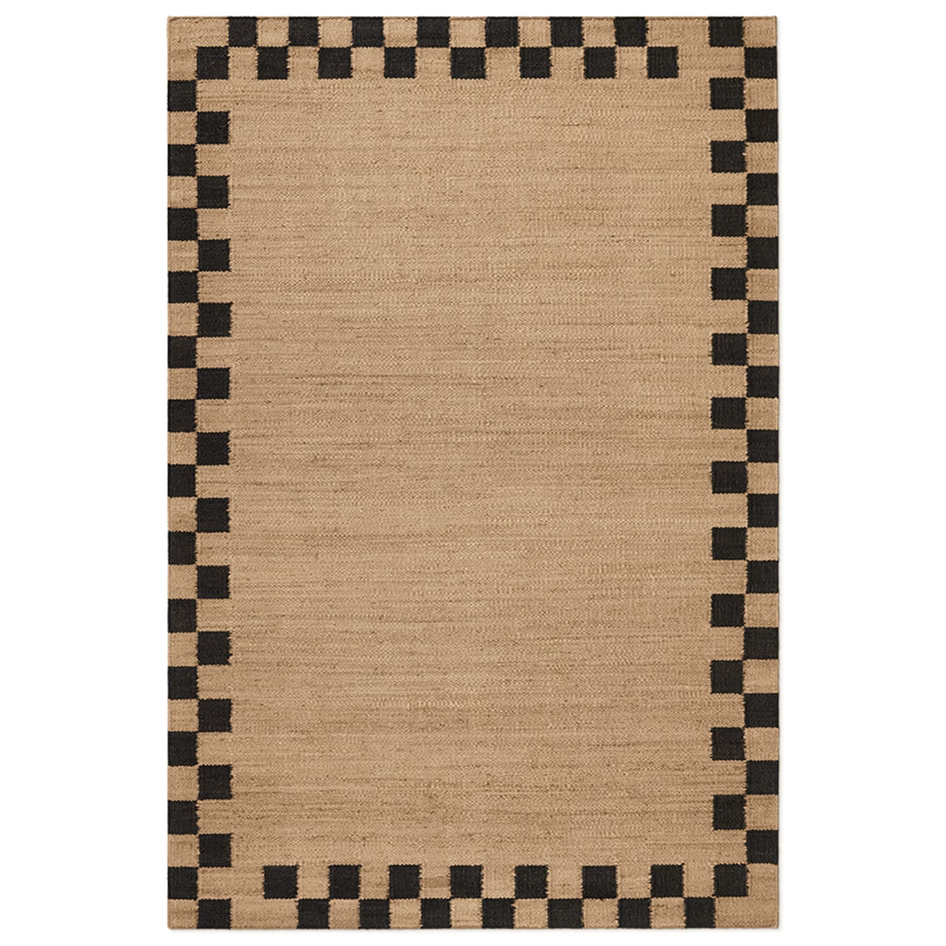 Nordic Knots - Jute Border Black 250x350 cm - Mønstrede tepper - Beige - Jute