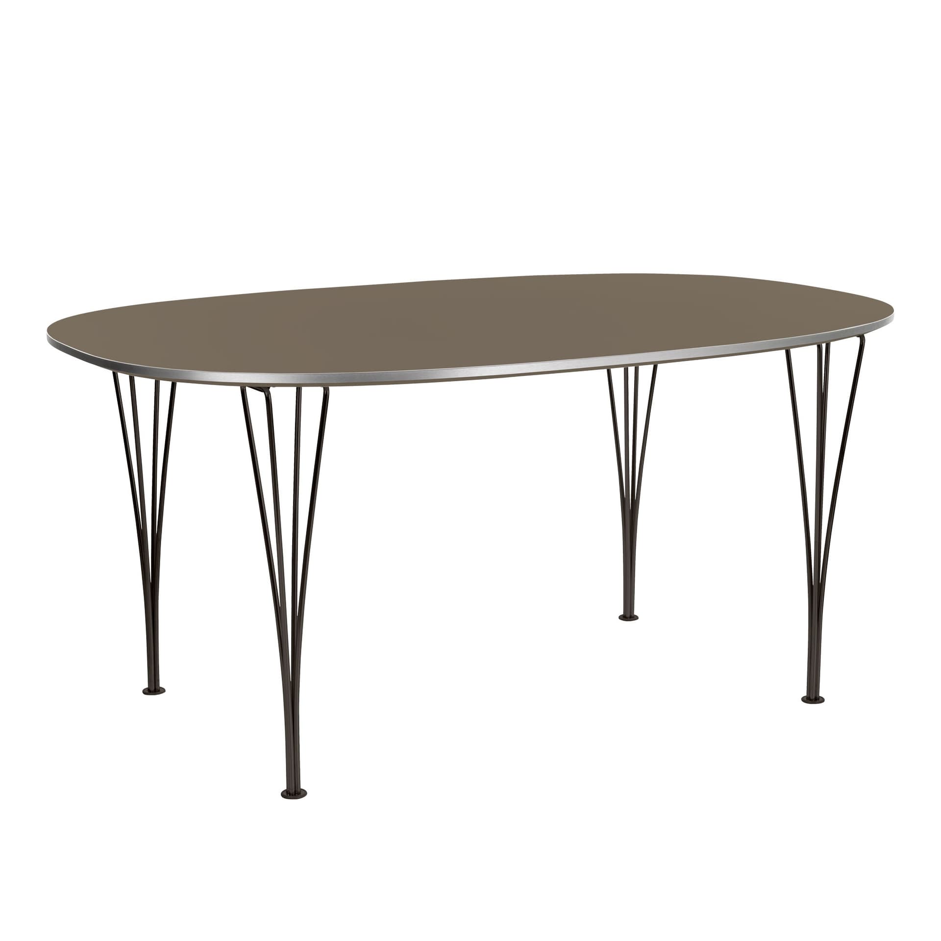 Fritz Hansen - Superellips B611 – 135x90 cm Brown Ottowa/Warm Graphite - Spisebord - Arne Jacobsen,Bruno Mathsson,Piet Hein - Brun - Metall/Tre