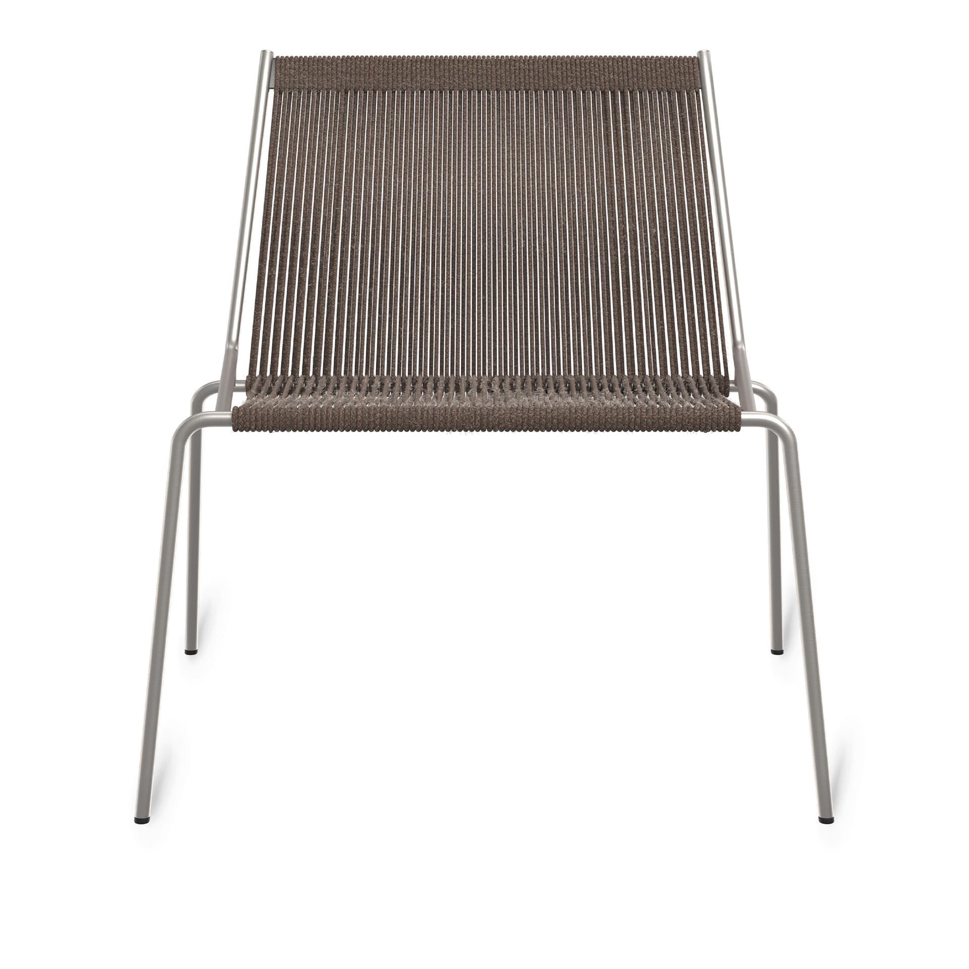 Thorup Copenhagen - Noel Lounge, Brushed stainless steel base, Upholstered seat and back, wool flag halyard, dark grey - Lenestoler - Kasper Thorup - Sølv,Grå - Bomull/Metall