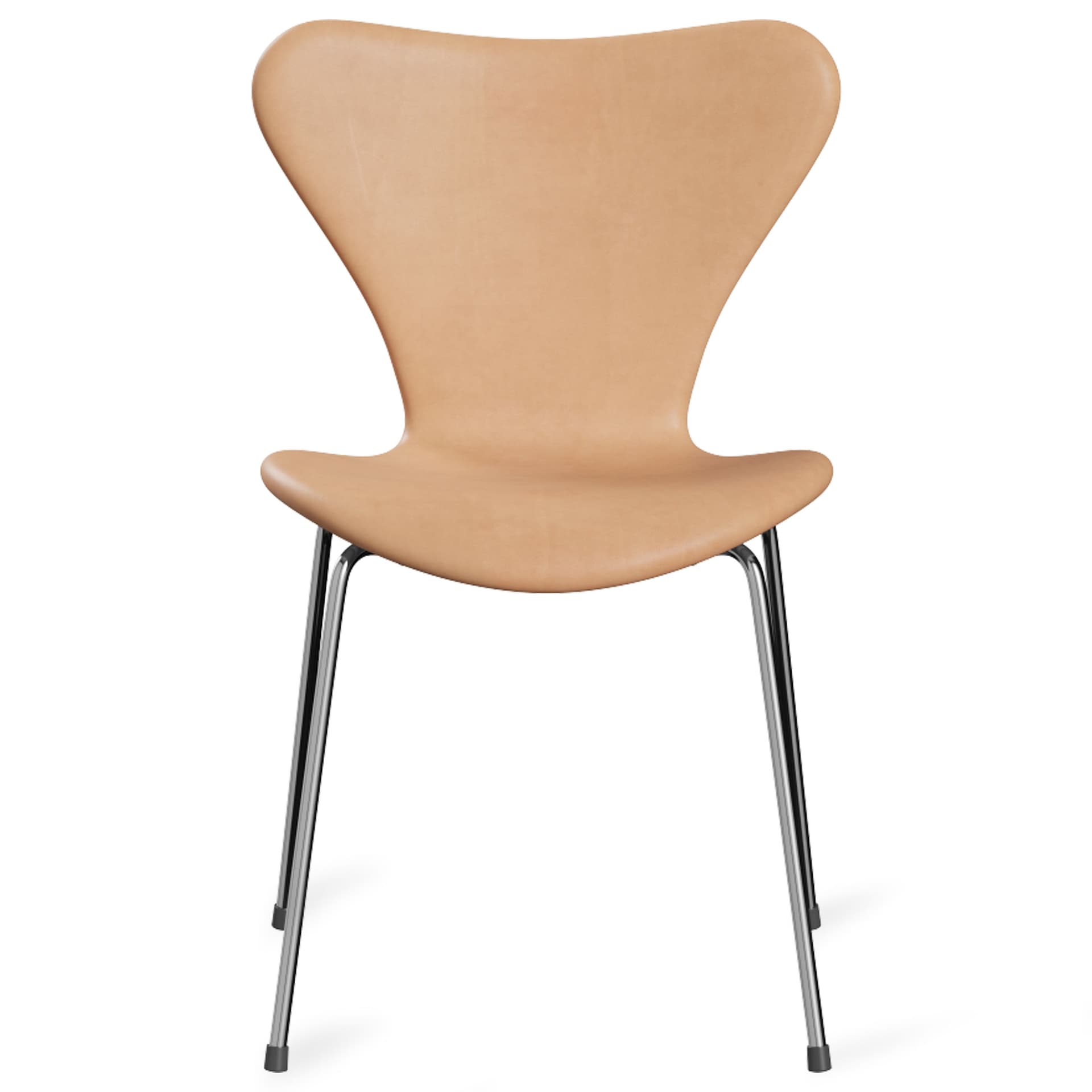 Fritz Hansen - Series 7 stol 3107 heltrukket lær stålramme krom natural leather - Spisestoler - Arne Jacobsen - Beige - Lær/Metall/Tre