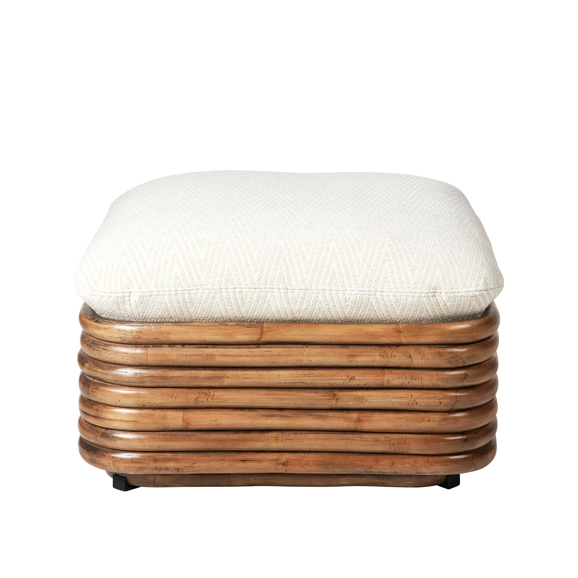 Gubi - Bohemian 72 Ottoman - Fully Upholstered, PG. D Dedar, Chevron Special outdoor Ivory 002 - Utendørs krakker & puffer - Gabriella Crespi - Beige - Tekstilmateriale