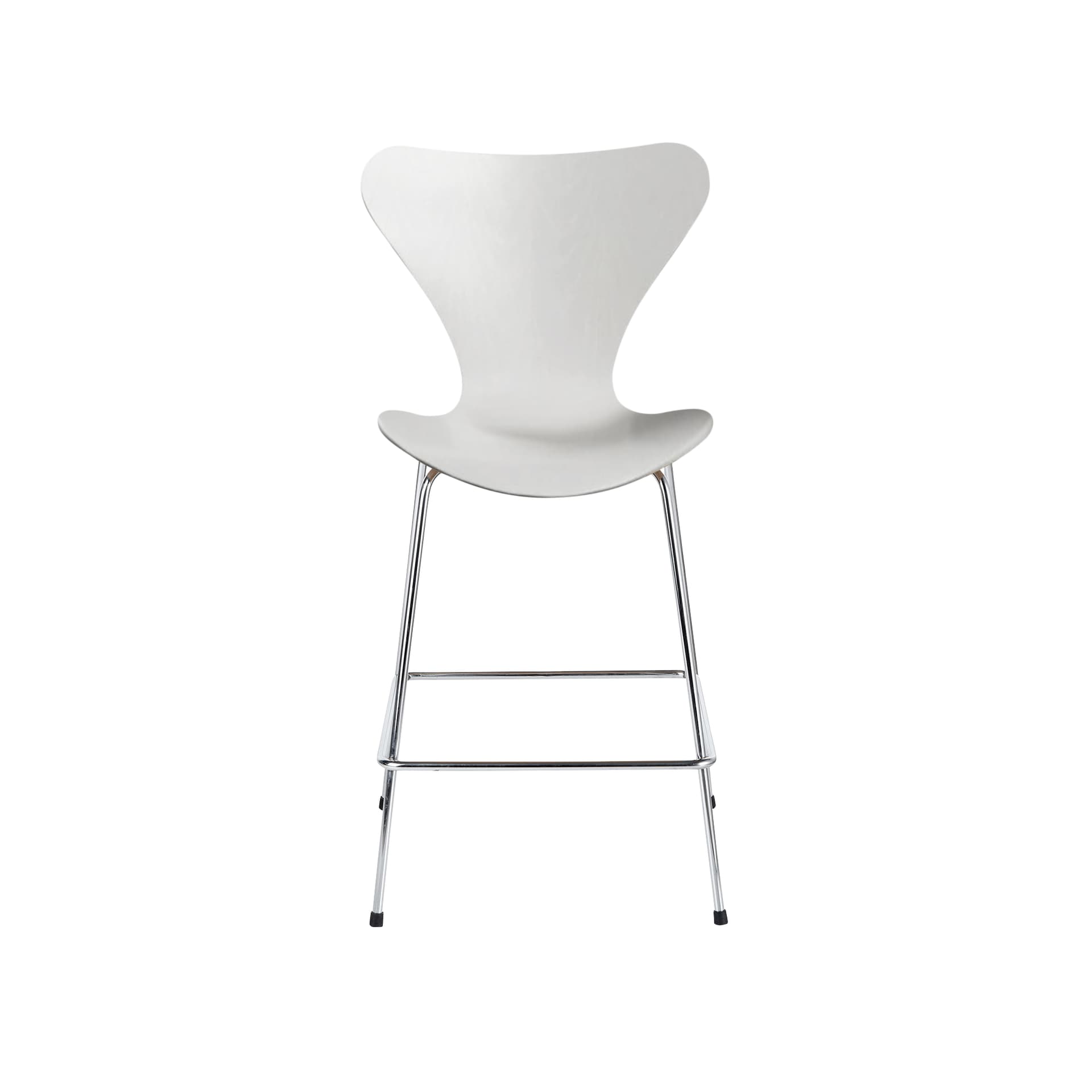 Fritz Hansen - 3187 Sjuan, Färgad askfanér, Vit - Barstoler & barkrakker - Arne Jacobsen - Hvit - Metall/Tre
