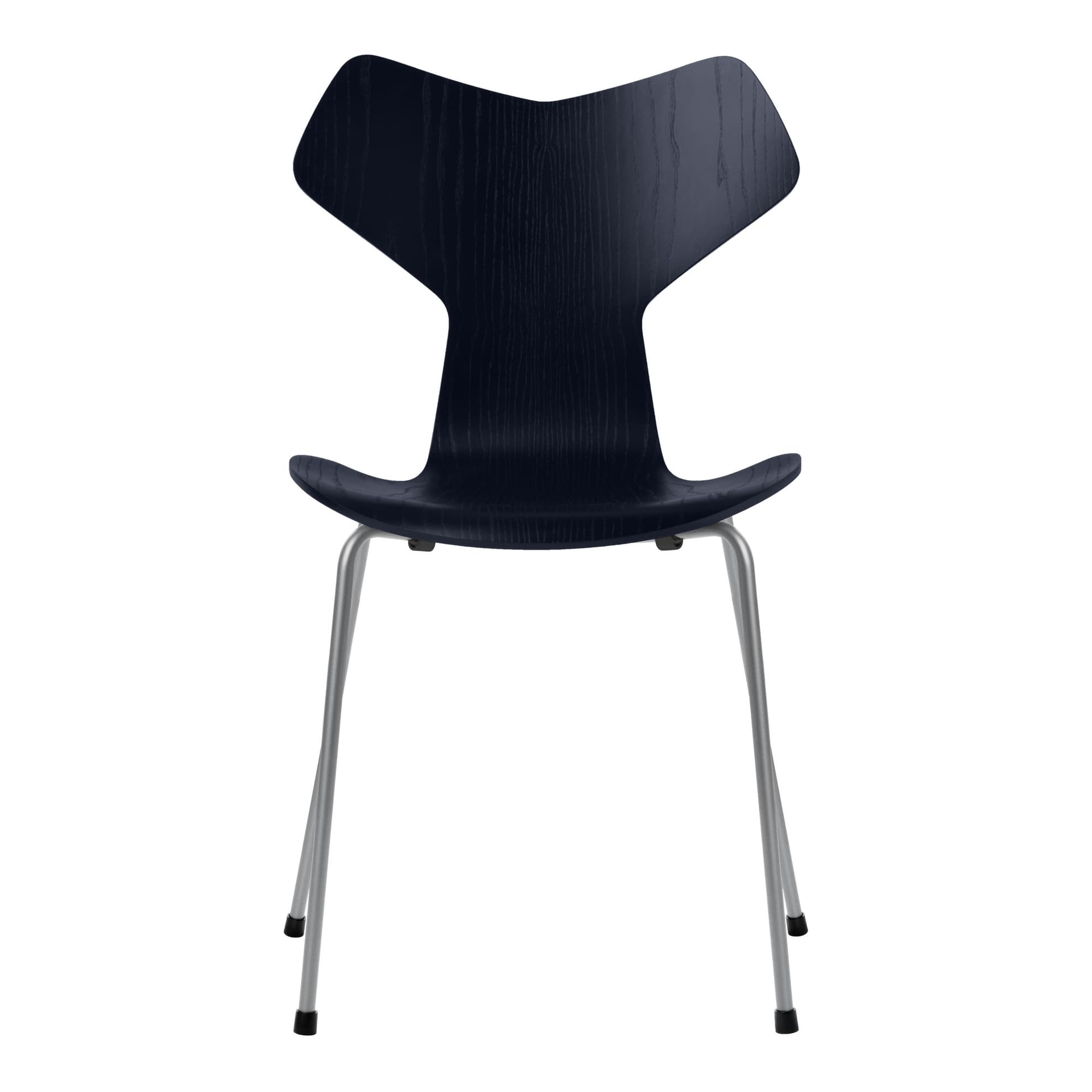 Fritz Hansen - Grand Prix 3130 Midnight Blue Färgad Ask/Silver Grey - Spisestoler - Arne Jacobsen - Blå - Metall/Tre