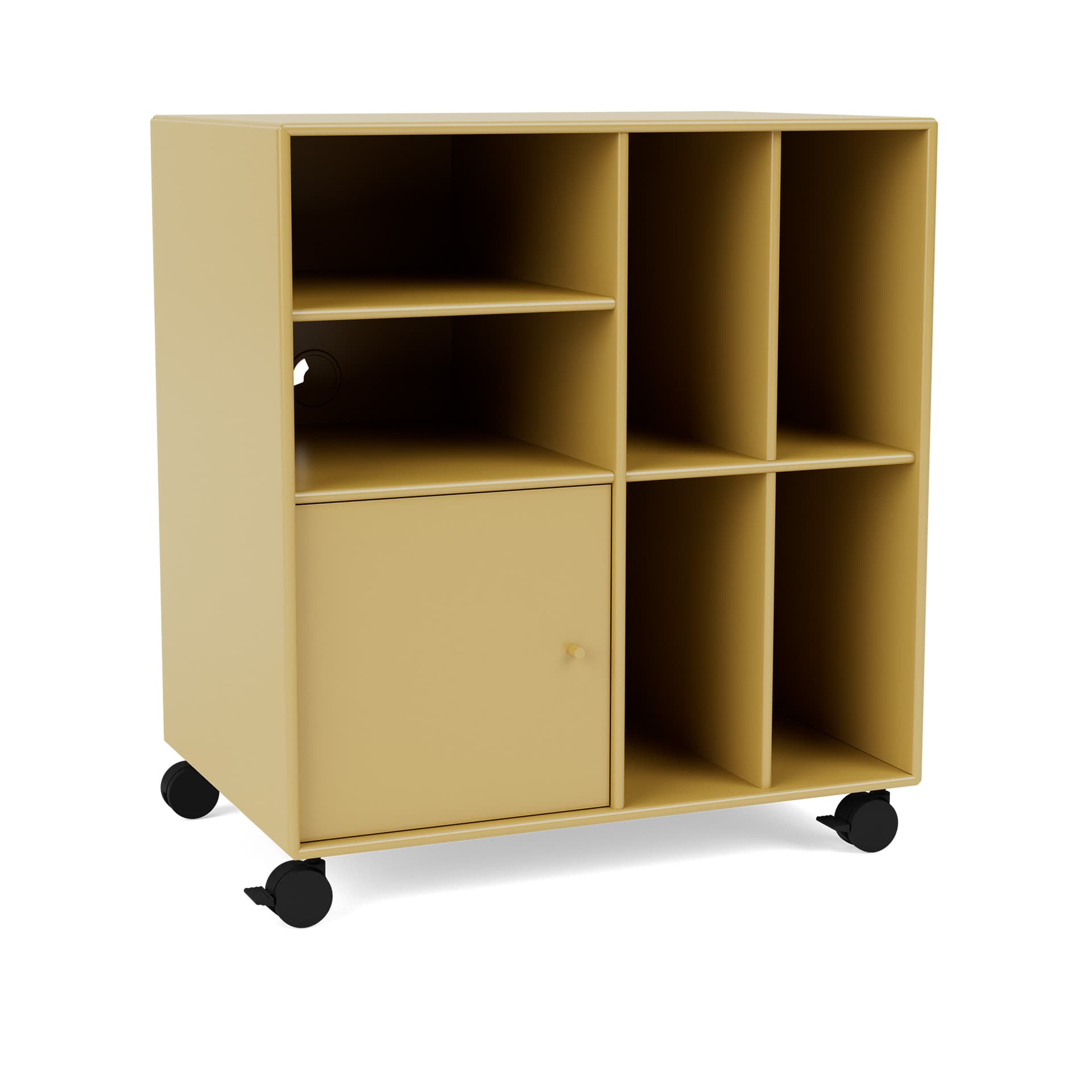 Montana - SPIN II Vinyl Storage, 05-CastorsCR70Black, 157 Cumin - Quickship - Oppbevaringsskap - Peter J. Lassen - Gul
