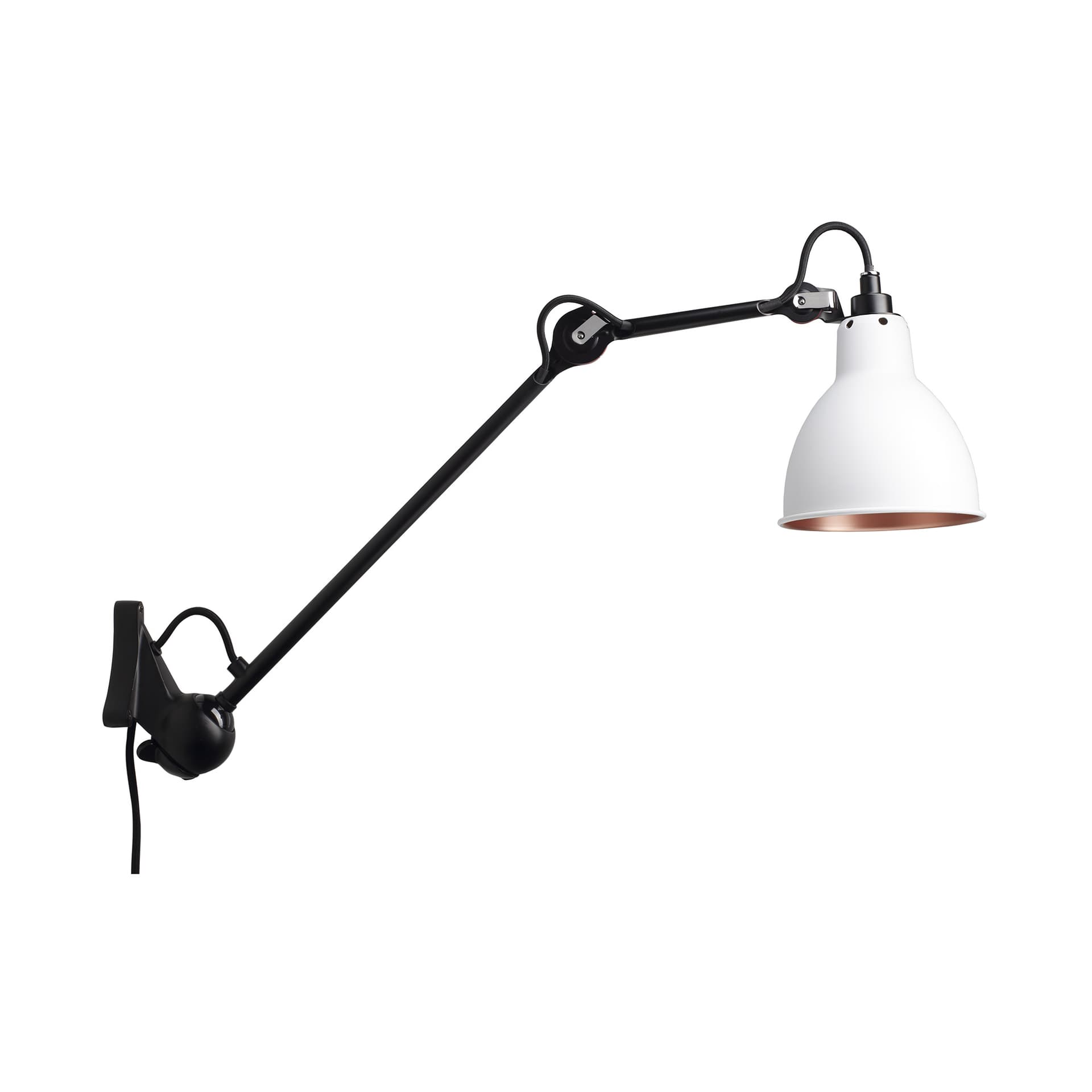 DCWéditions - Lampe Gras No222 - Round - Svart bas, Vit med kopparinsida - Vegglamper - Bernard-Albin Gras - Hvit - Metall