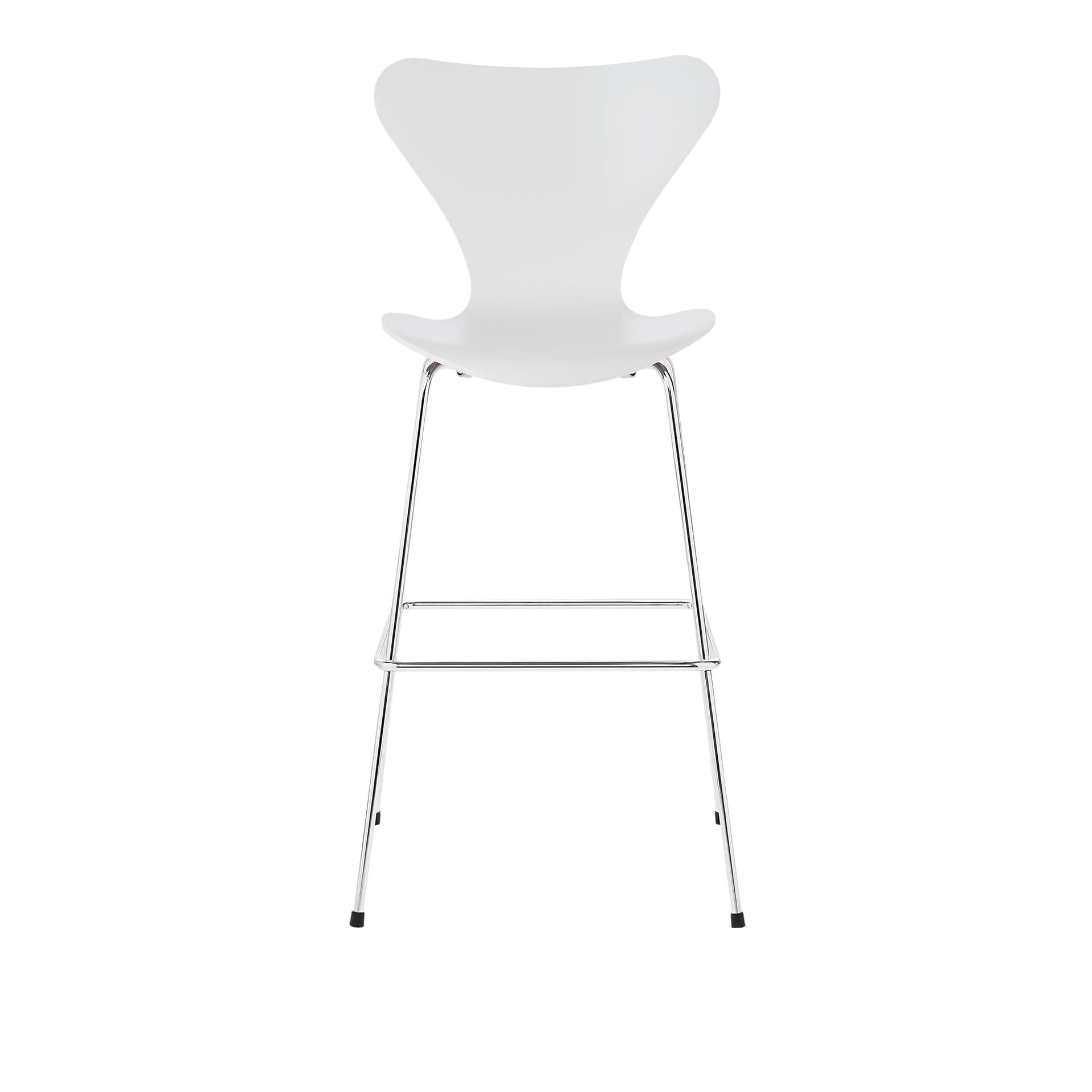 Fritz Hansen - 3187/3197 Sjuan Barstol - White - Barstoler & barkrakker - Arne Jacobsen - Hvit - Metall/Tre