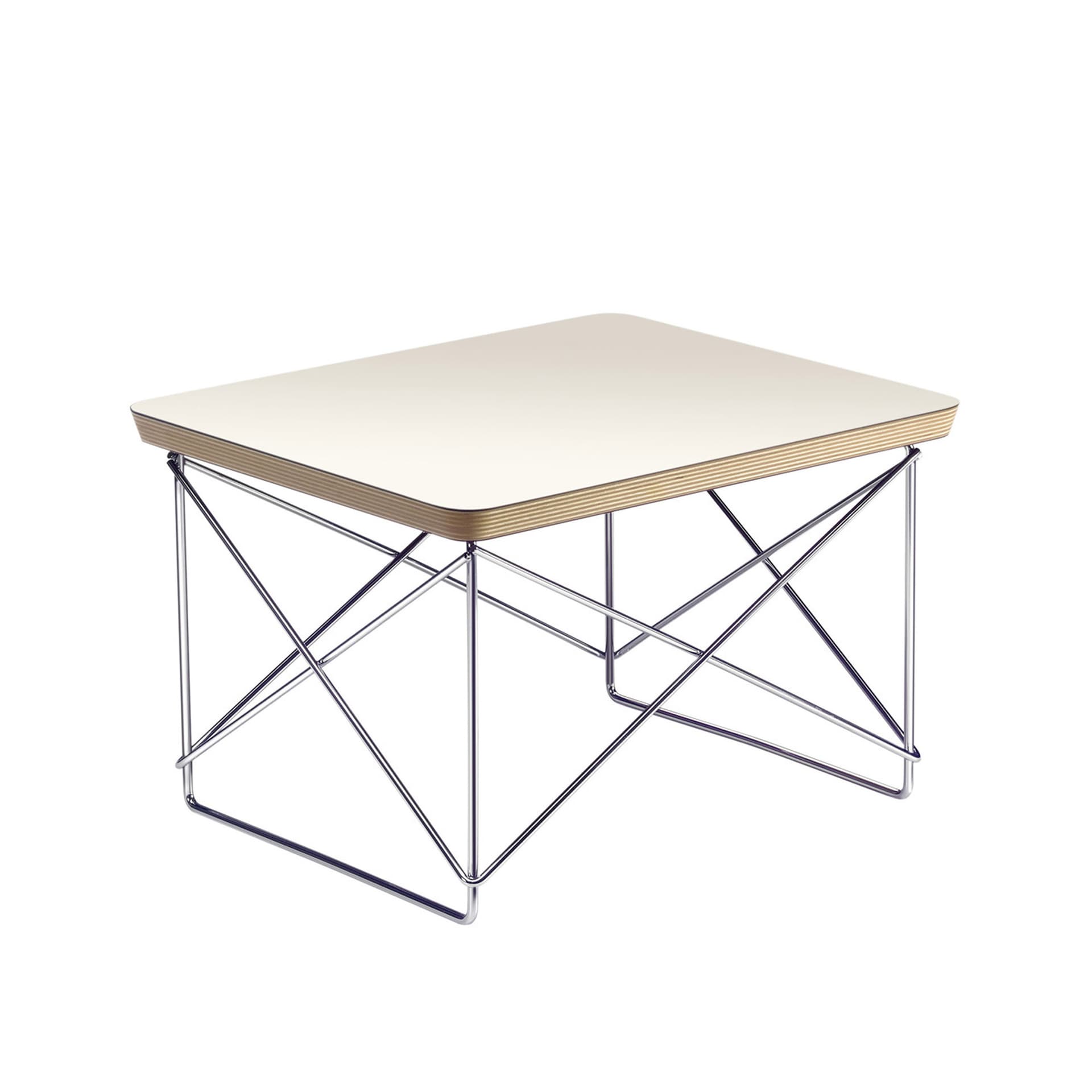 Vitra - Occasional Table LTR Skiva Vit Underrede Krom - Småbord & sidebord - Charles & Ray Eames - Hvit - Metall/Tre