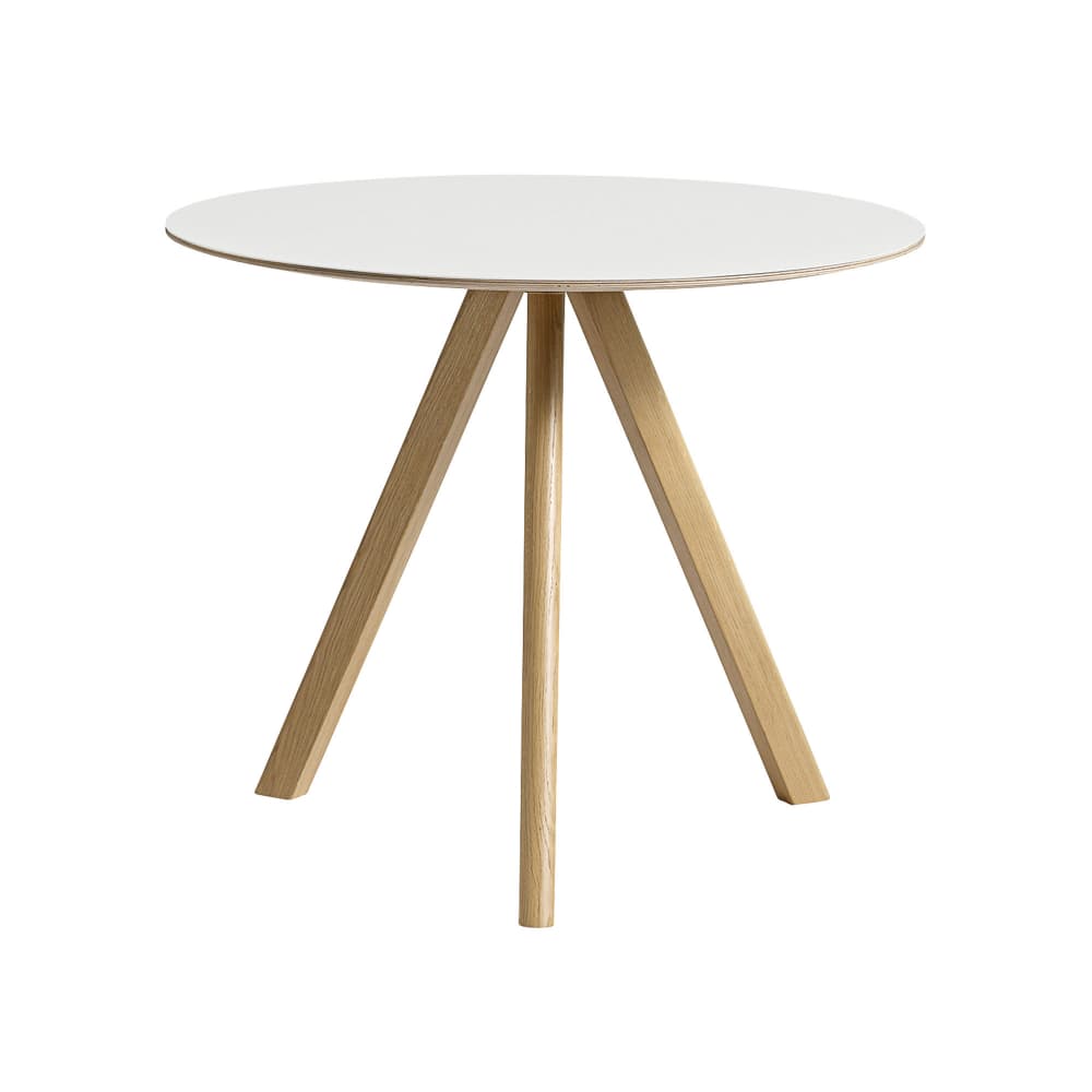 HAY - CPH20 2.0 Table Lacquered Oak Frame Ø90 X H74  White Laminate Tabletop Lacquered Edge - Spisebord - Ronan & Erwan Bouroullec - Hvit - Tre