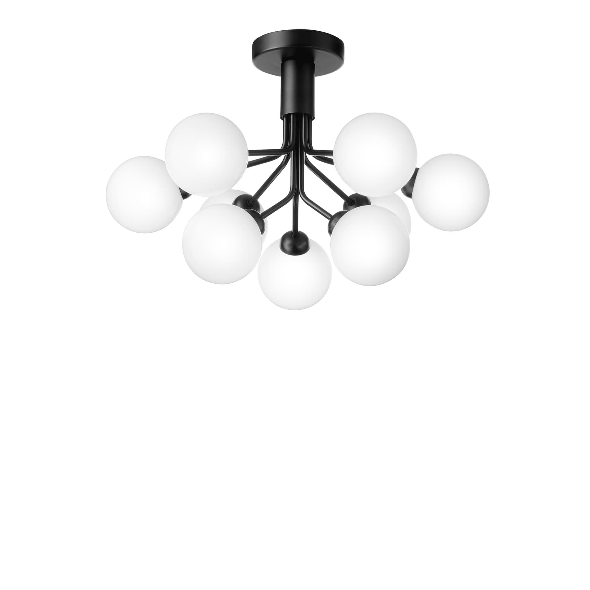 Nuura - Apiales 9 Ceiling, Mat Black/Opal Glass, Exkl. Ljuskälla - Lysekroner - Sofie Refer - Svart