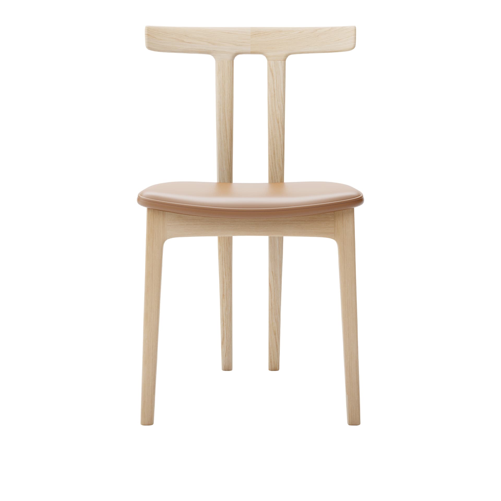 Carl Hansen - OW58, T-Chair, White Oiled Oak, Leather Cat. B Thor 307 - Spisestoler - Ole Wanscher - Tre farget - Lær/Tre/Skum