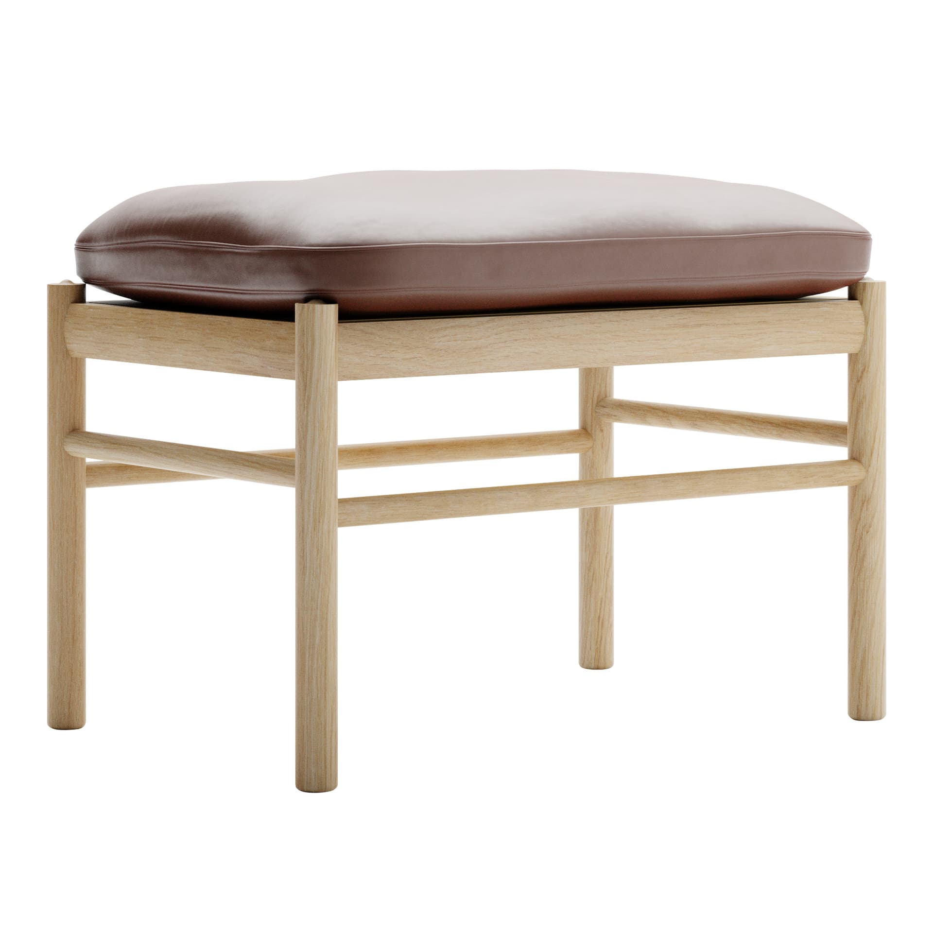 Carl Hansen - OW149F - Colonial Footstool, Oljad Ek, Lädergrupp C Sif - 92 - Skamler & Taburetter - Ole Wanscher - Brun - Lær/Tre