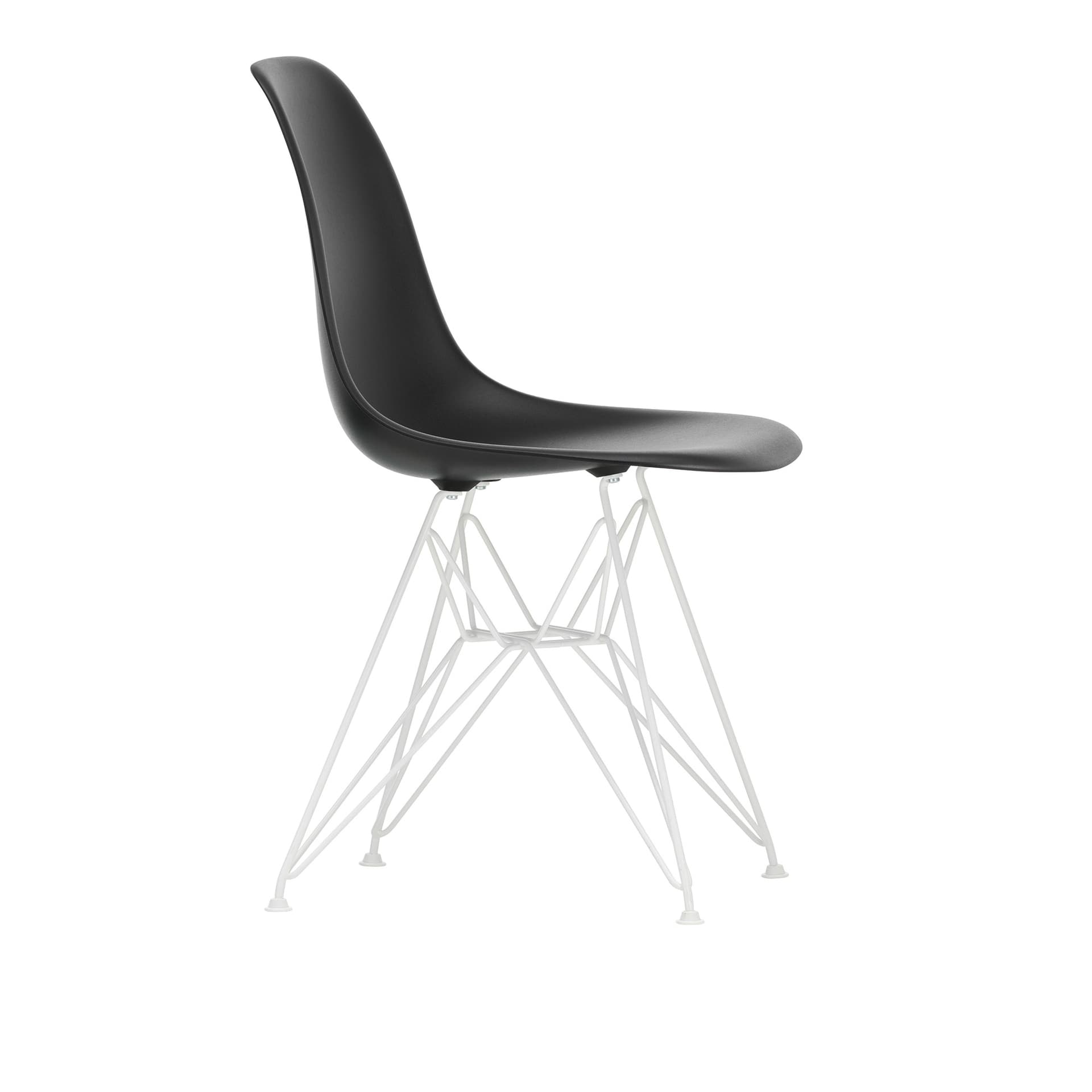 Vitra - Eames Plastic Chair DSR - 12 Deep Black - White Base - Spisestoler - Charles & Ray Eames - Svart - Metall/Plast