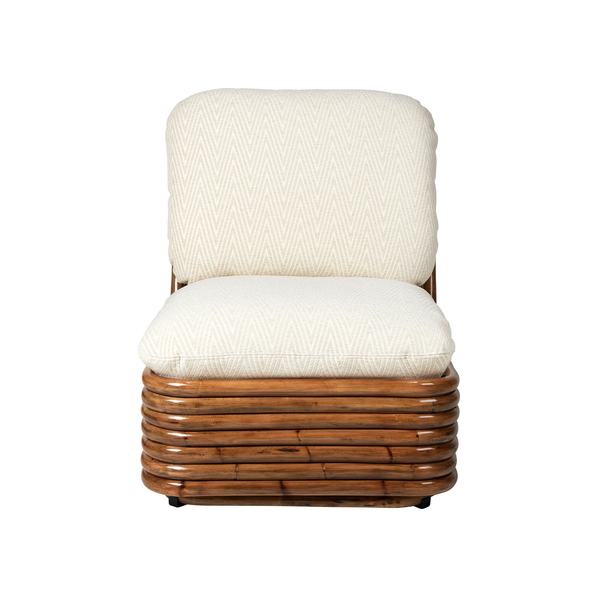 Gubi - Bohemian 72 Lounge Chair - Fully Upholstered, PG. D Dedar, Chevron Special outdoor Ivory 002 - Utendørs spisebordstoler - Gabriella Crespi - Beige - Tekstilmateriale