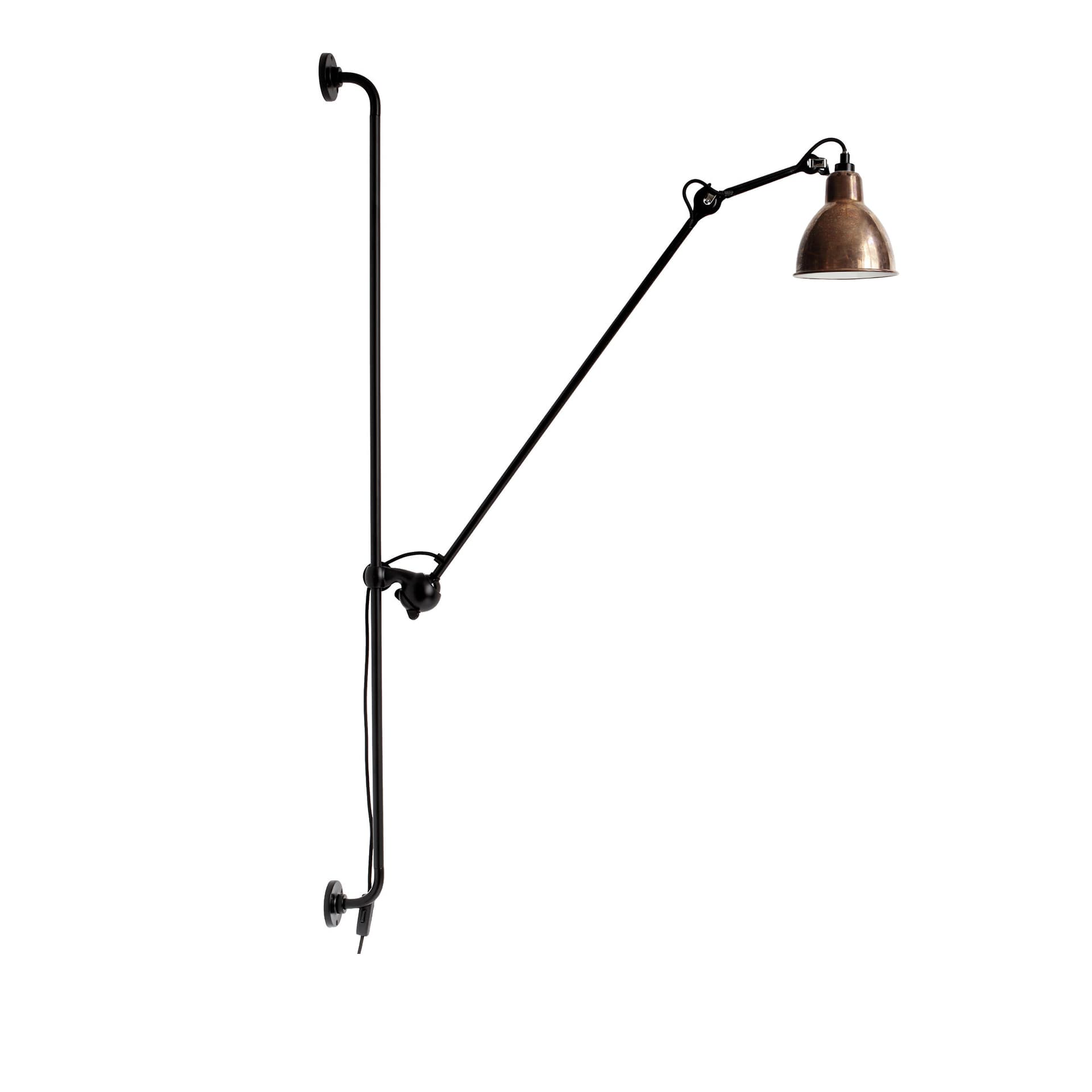 Lampe Gras - 214 Vegglampe Round svart/råkobber/hvit –