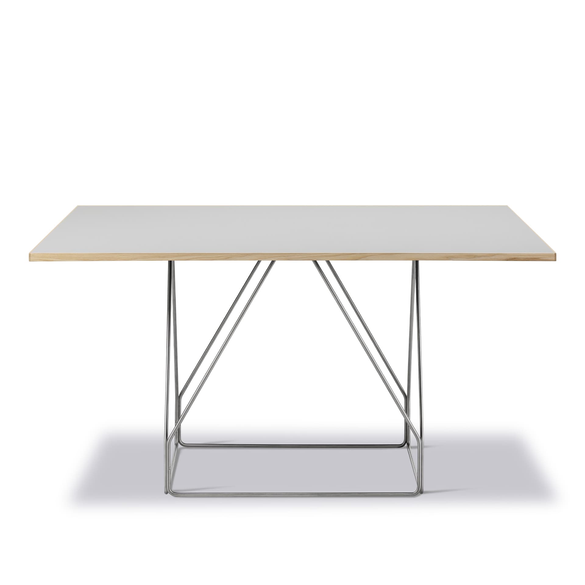 Fredericia Furniture - JG Table - 140x140 cm - Grey linoleum / Vapour 4177 - Natural ash - Brushed stainless steel - Spisebord - Jørgen Gammelgaard